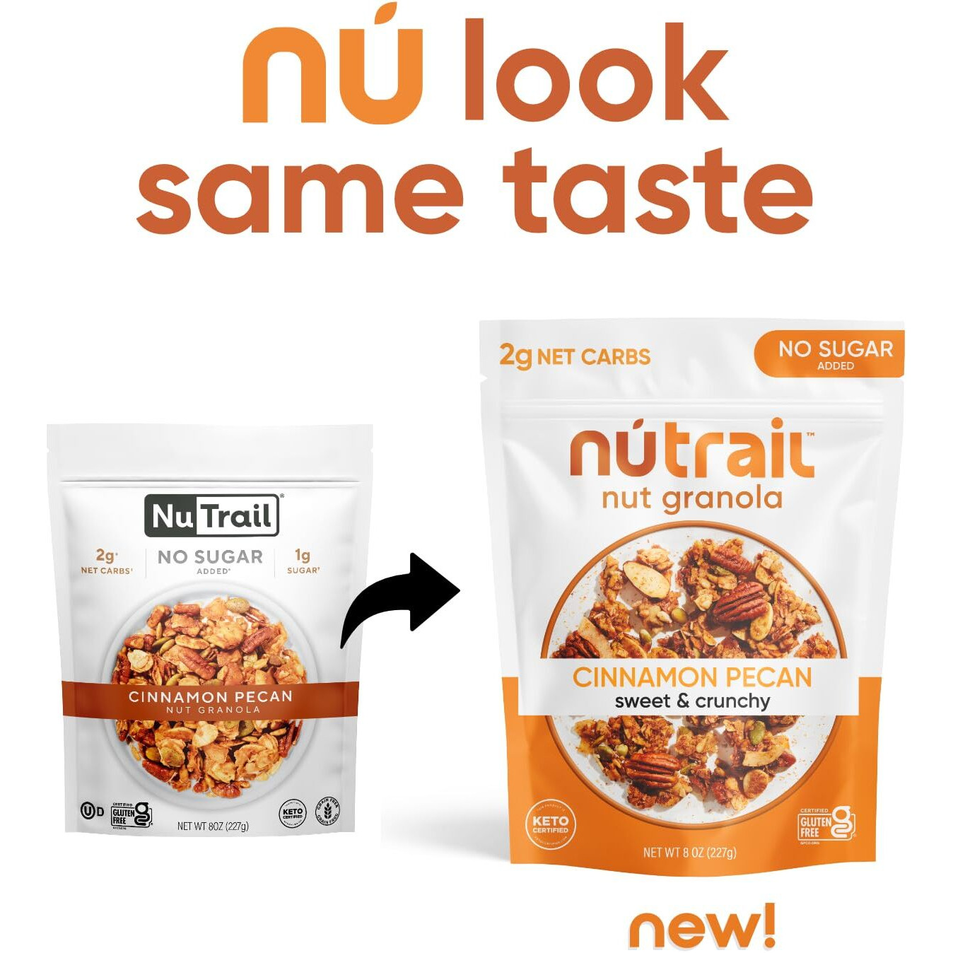 Nutrail Nut Granola Cereal, Cinnamon Pecan, No Sugar Added, Gluten Free, Grain Free, Keto, Low Carb, Healthy Breakfast Cereal 8 Ounce (Pack Of 6)