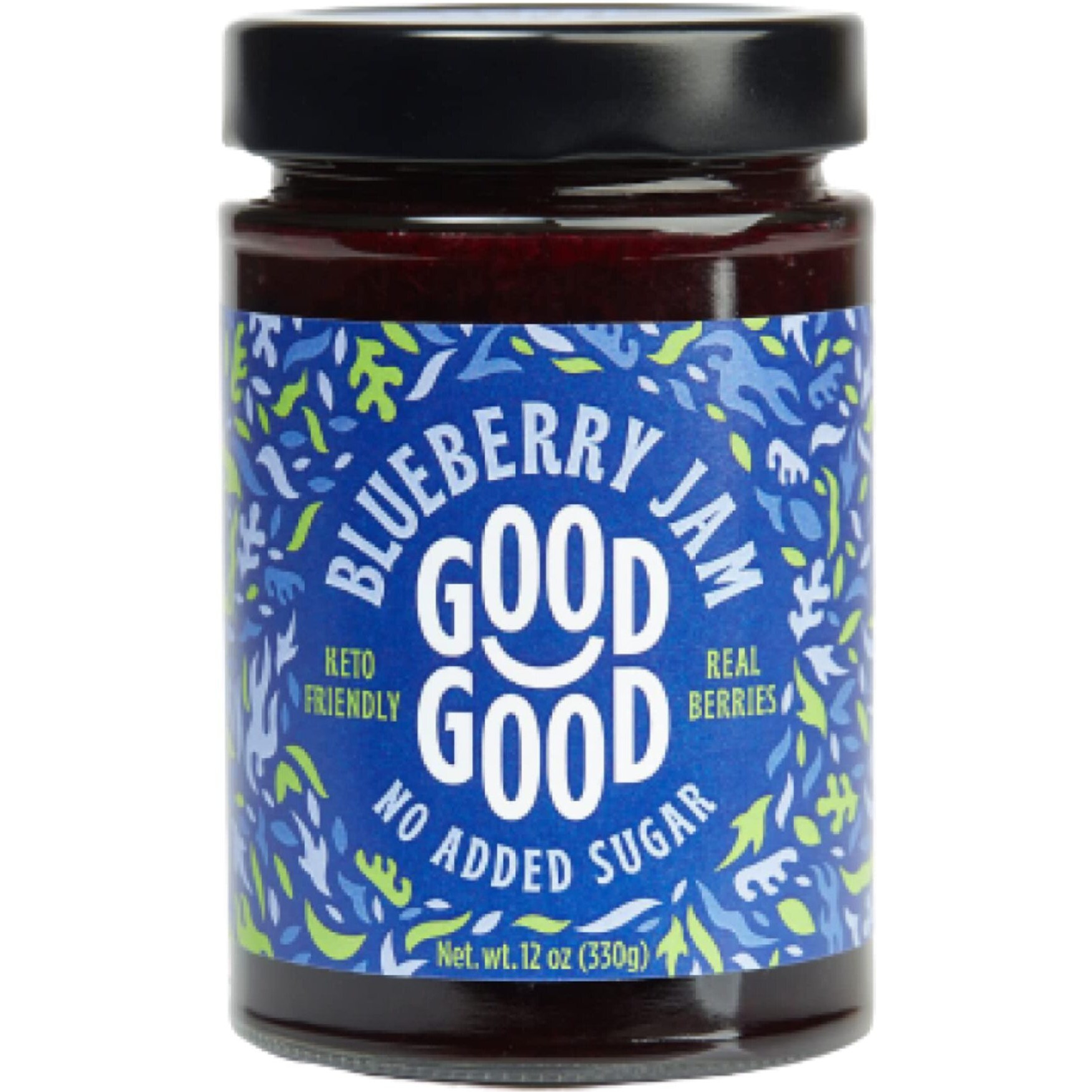 Good Good No Added Sugar Blueberry Jam - Keto Friendly Jelly - Low Carb, Low-Calorie And Vegan - Diabetic Friendly - 12Oz / 330G (Pack Of 1)
