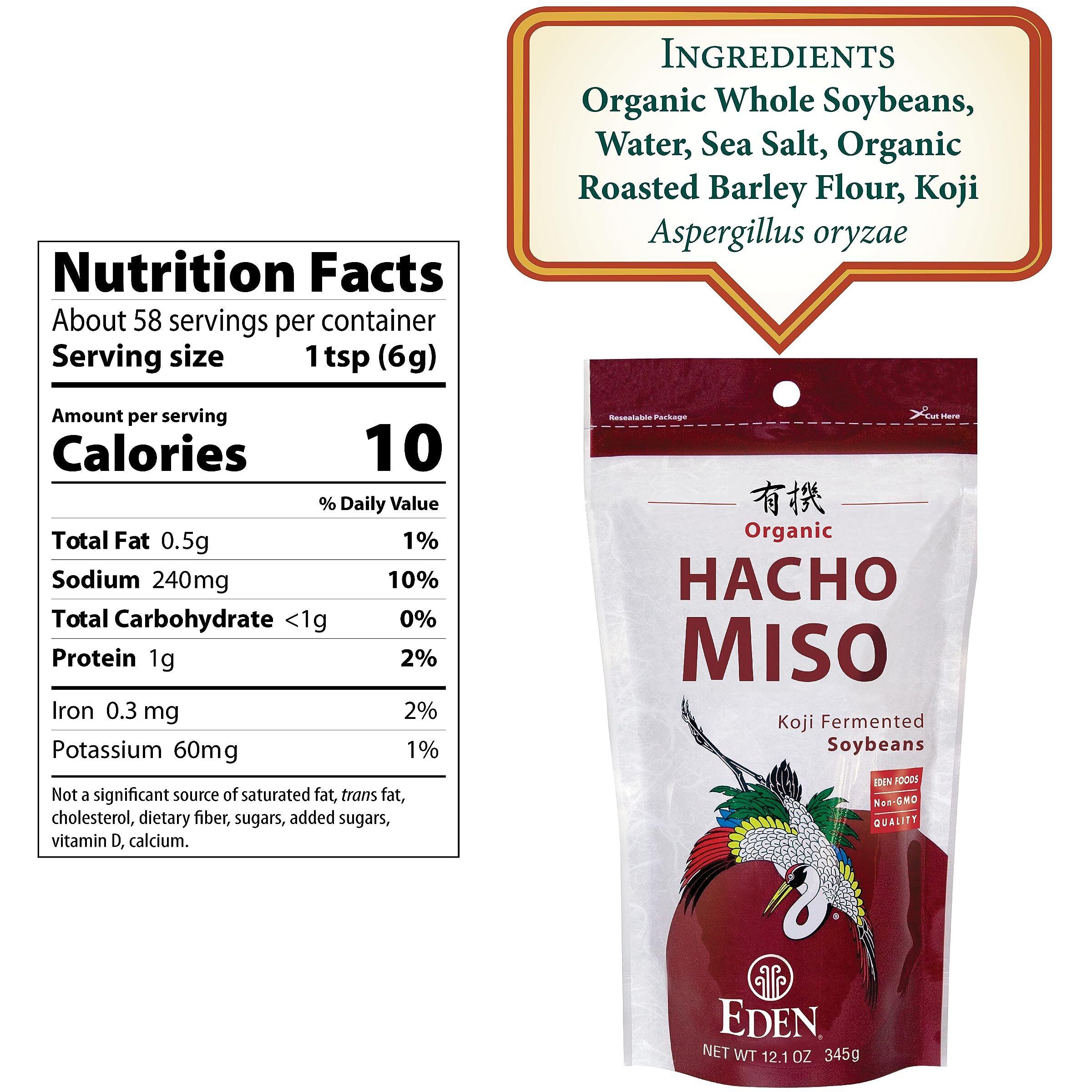 Eden Organic Hacho Miso, Traditionally Made In Japan, Soy, Koji, Rich In Umami, Dark Red, Aged 3 Years, Hatcho, 12.1 Oz