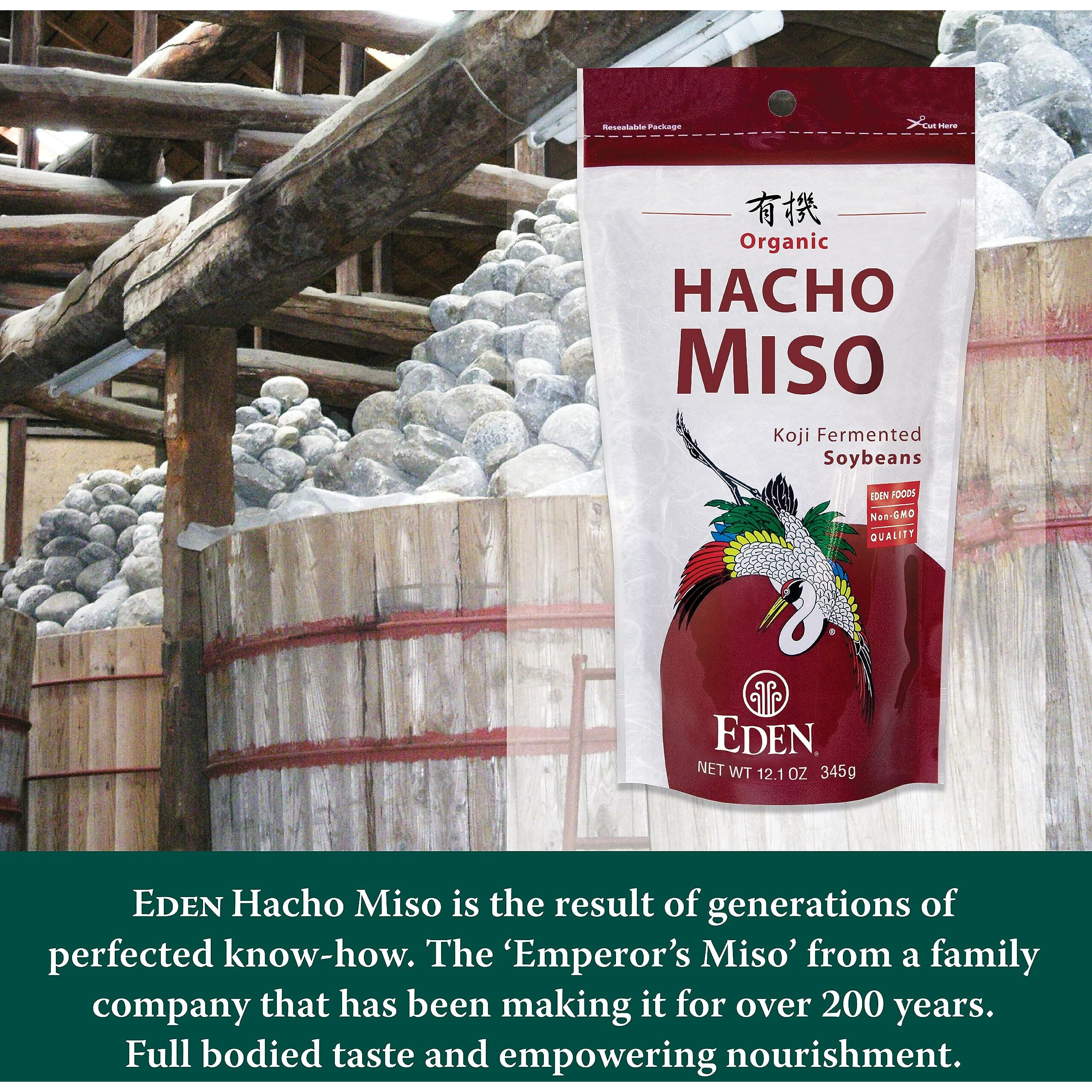 Eden Organic Hacho Miso, Traditionally Made In Japan, Soy, Koji, Rich In Umami, Dark Red, Aged 3 Years, Hatcho, 12.1 Oz