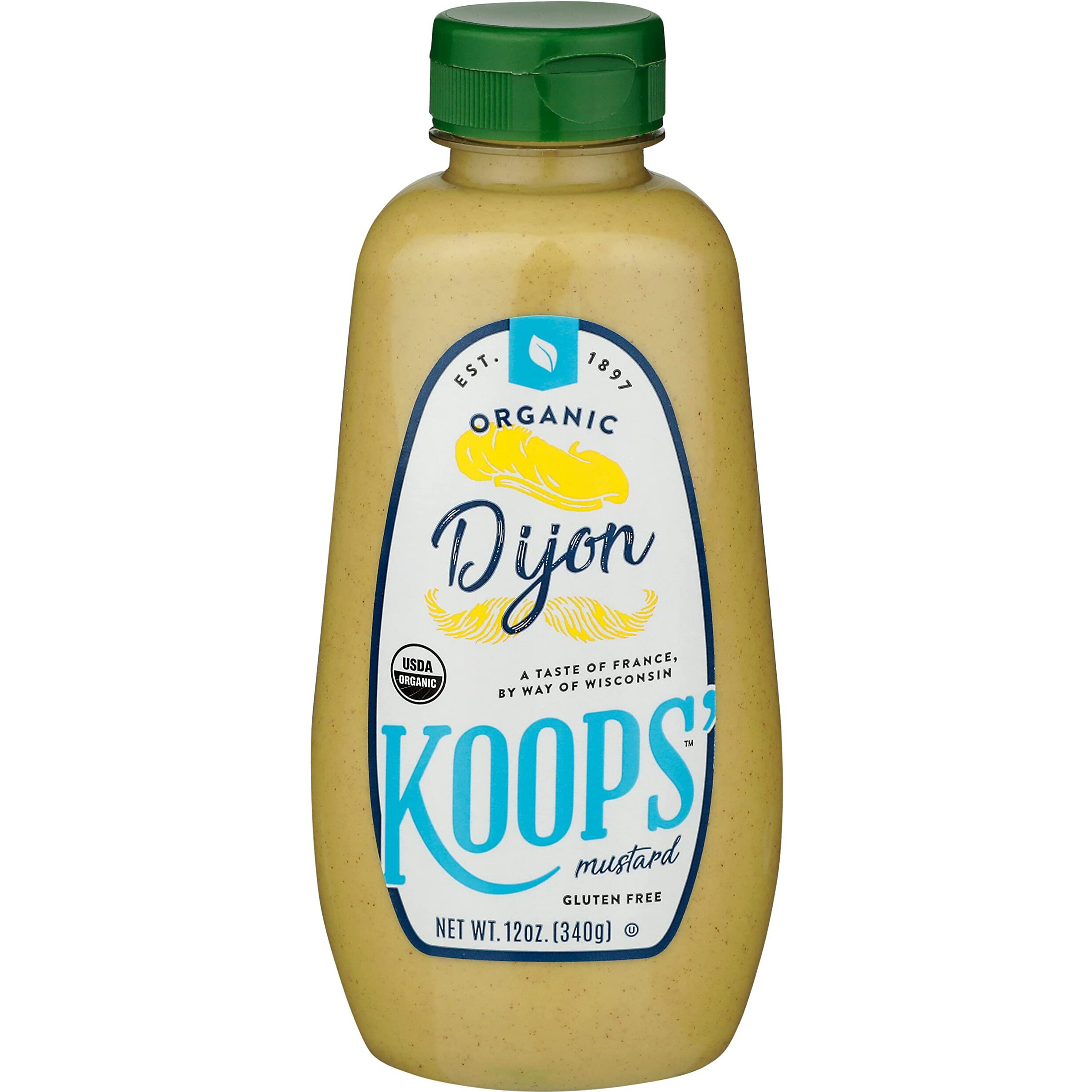 Koops' Organic Dijon Mustard - Dijon Seasoning, Gluten-Free, Kosher, Non-Gmo, Usda Certified Organic Mustard Sauce, Made In The Usa, From Quality Mustard Seeds - 12 Oz, Pack Of 1