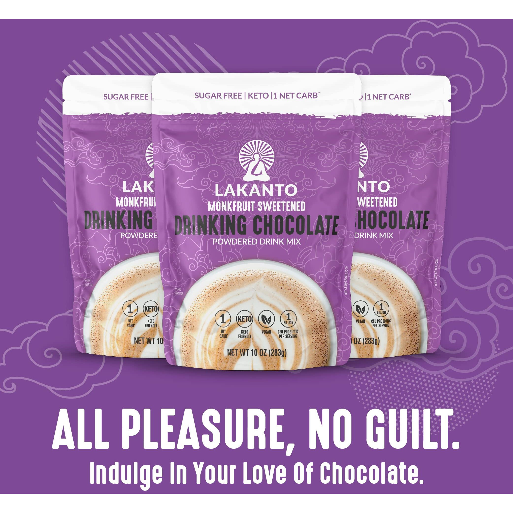 Lakanto Sugar Free Drinking Chocolate - Cold Or Hot Cocoa Powder Mix, Shelf Stable Probiotics, Monk Fruit Sweetener, Keto Diet Friendly, Vegan, Dutch Cocoa, Gourmet Taste (Original - 10 Oz)