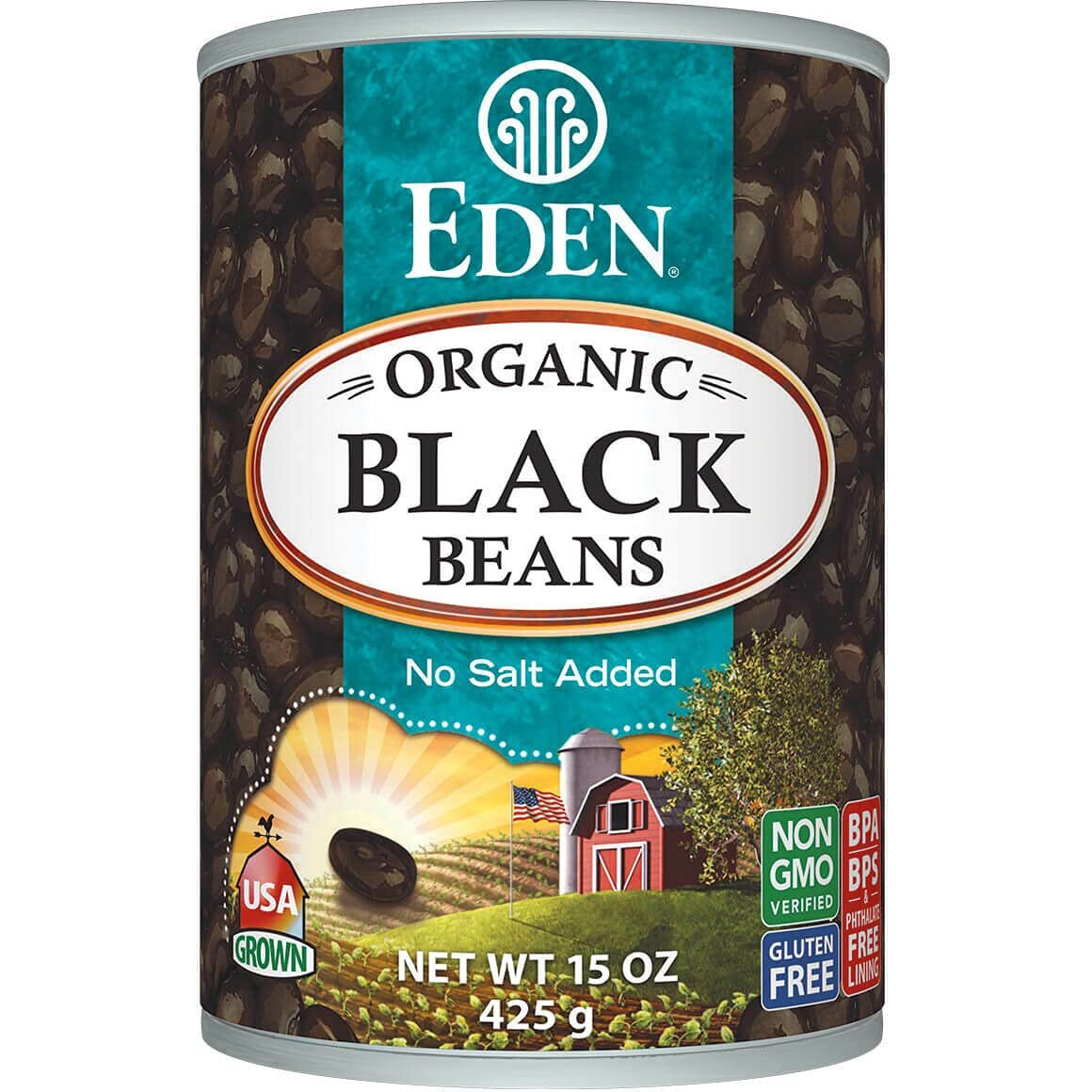 Eden Organic Black Beans No Salt Added 15 Oz (Pack Of 6)