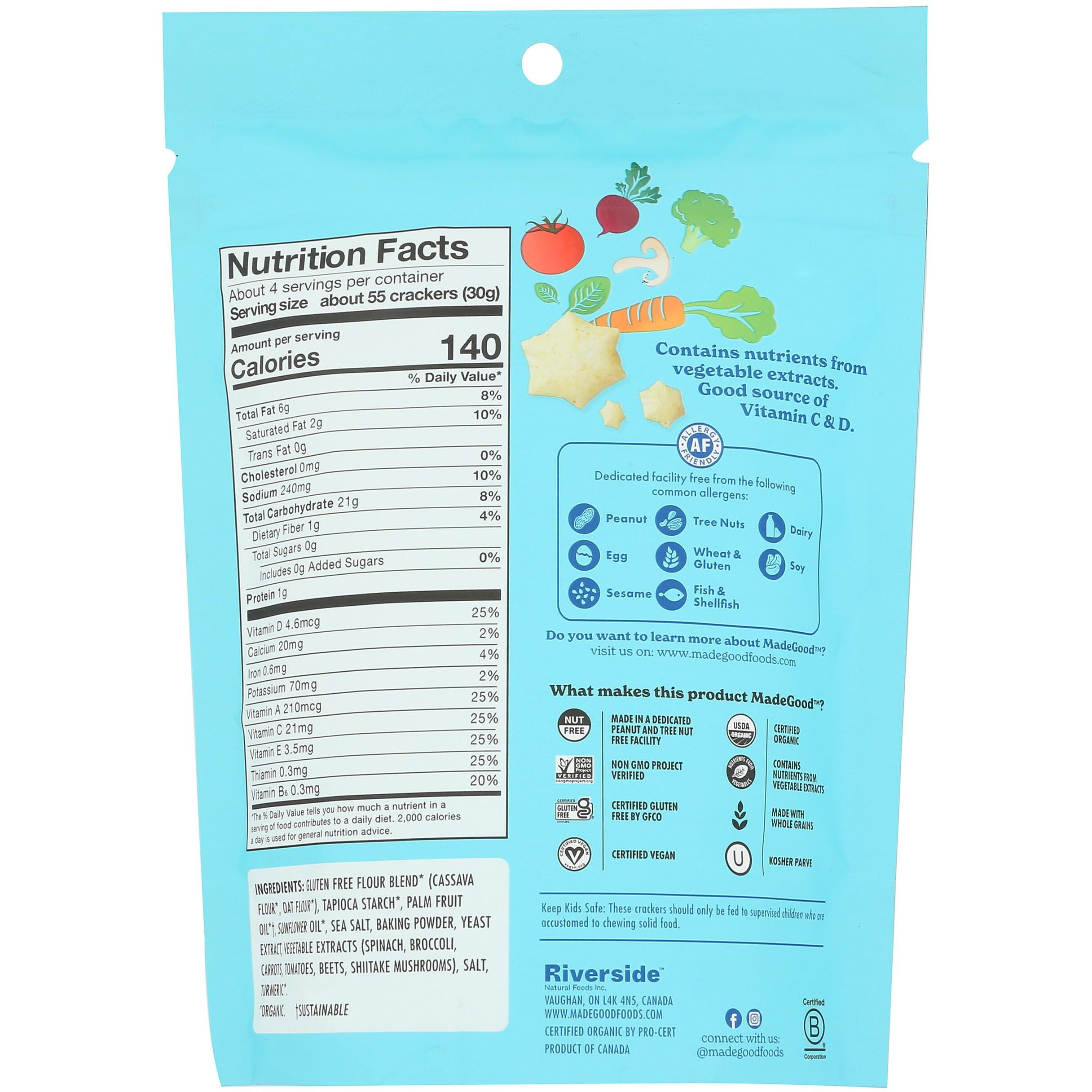 Madegood Sea Salt Star Puffed Crackers, 4.26Oz Pouch, Organic Snacks