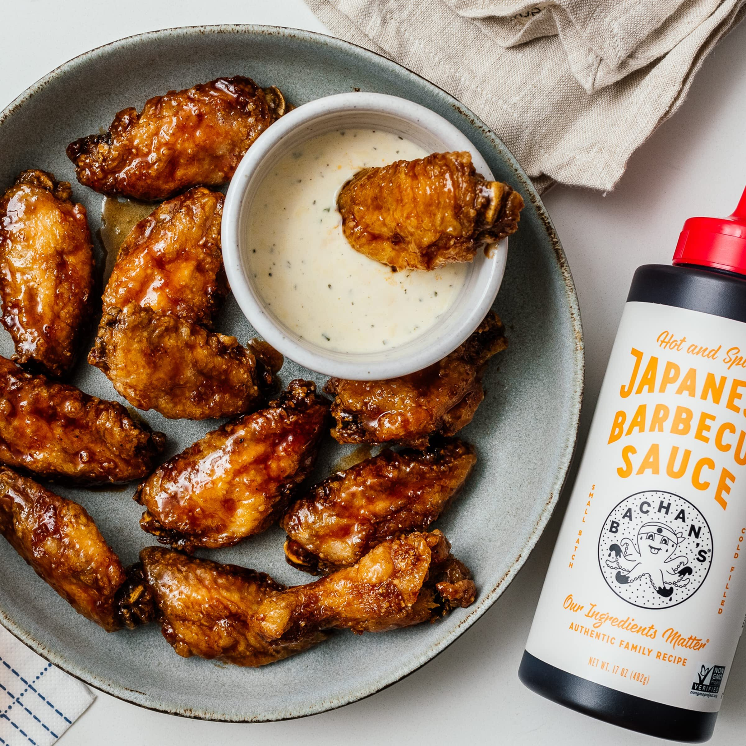 Bachan's - Japanese Barbecue Sauce - Hot & Spicy, 16 Oz, Small Batch, Non Gmo, No Preservatives, Vegan And Bpa Free. Condiment For Wings, Chicken, Beef, Pork, Seafood, Noodle Recipes, And More