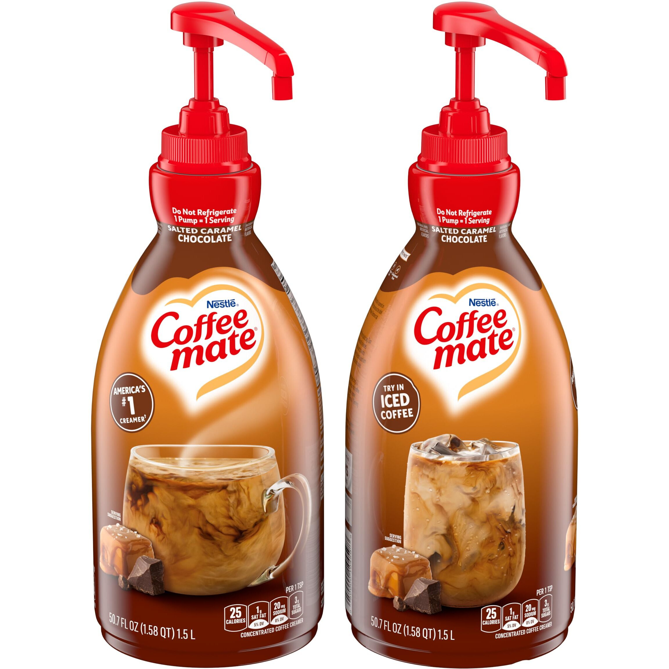 Nestle Coffee Mate Coffee Creamer, Salted Caramel Chocolate, Concentrated Liquid Pump Bottle, Non Dairy, No Refrigeration, 50.7 Oz (Pack Of 2)