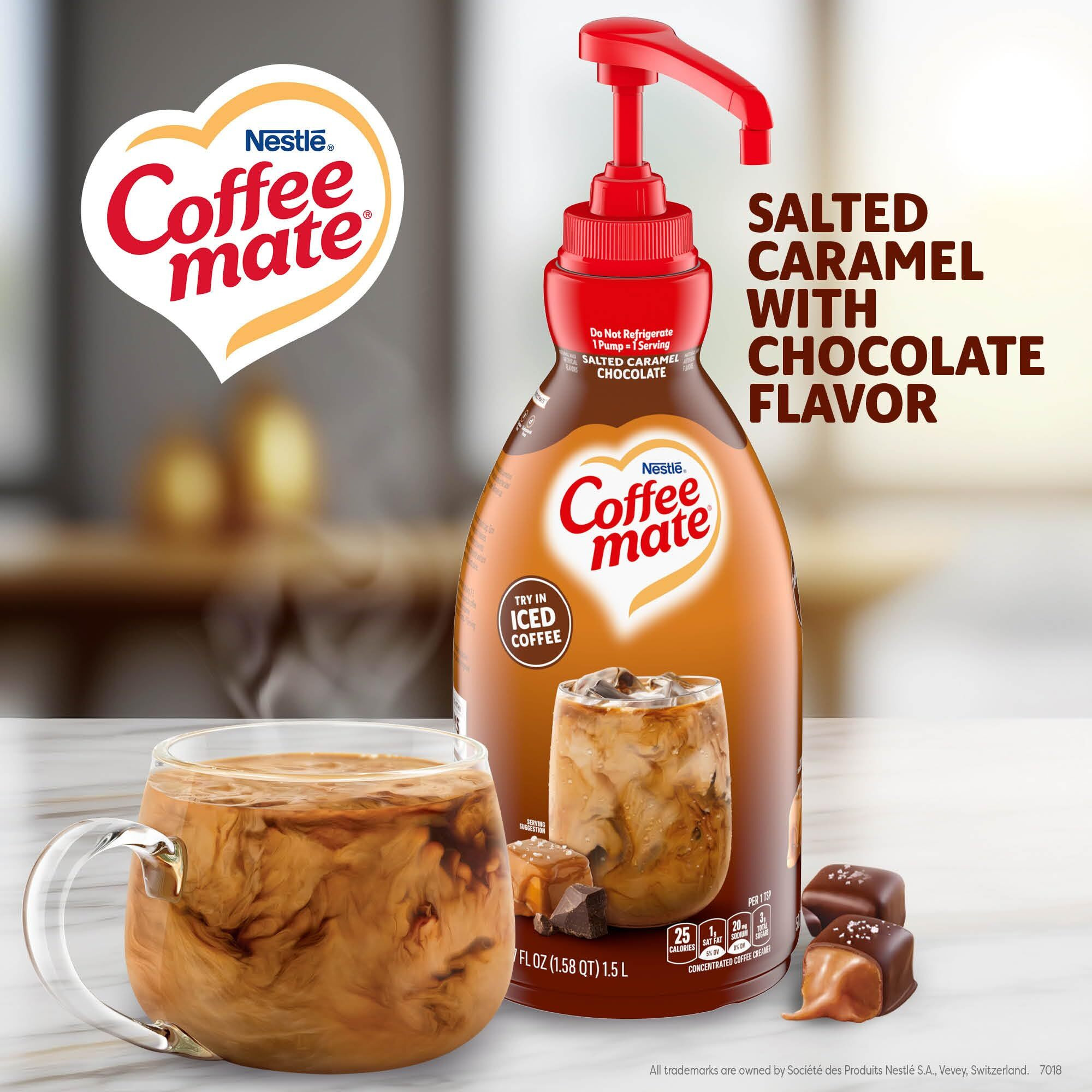 Nestle Coffee Mate Coffee Creamer, Salted Caramel Chocolate, Concentrated Liquid Pump Bottle, Non Dairy, No Refrigeration, 50.7 Oz (Pack Of 2)
