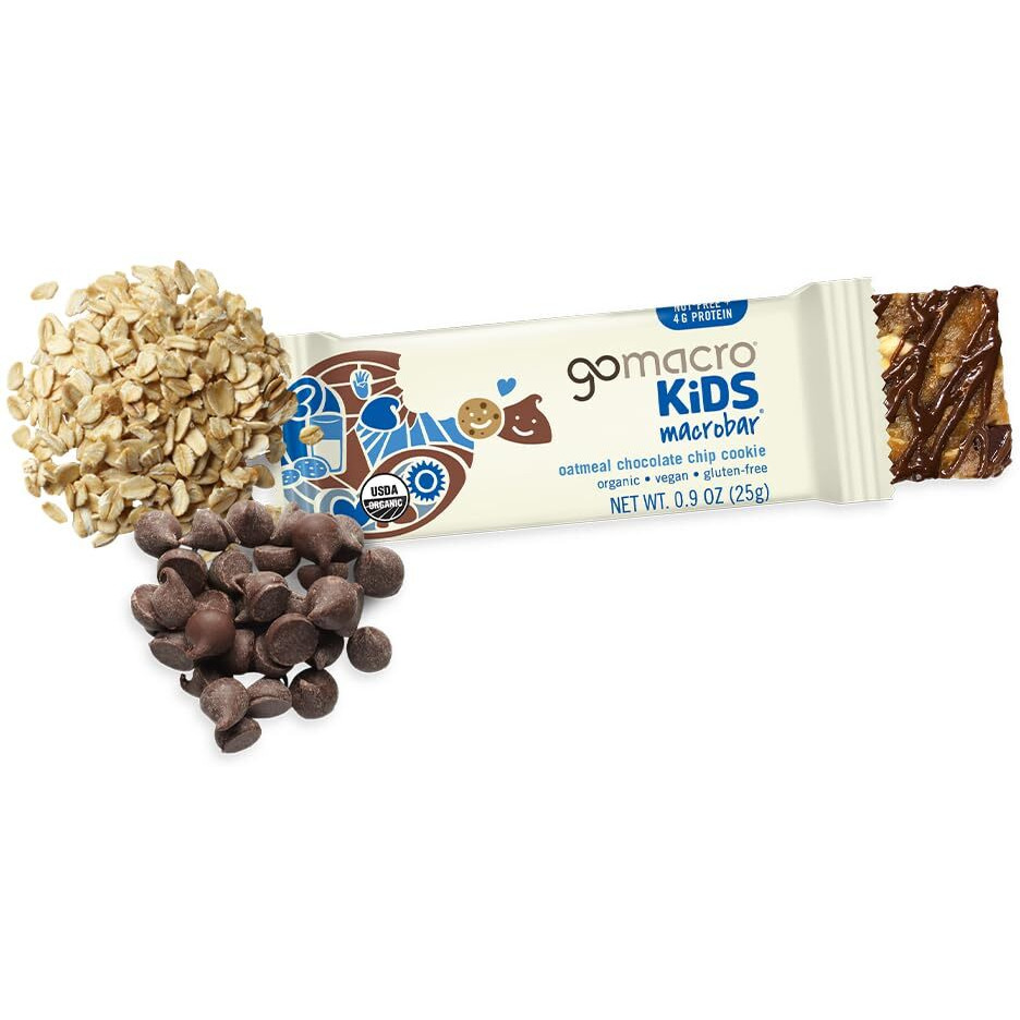 Gomacro Kids Macrobar Organic Vegan Snack Bars - Oatmeal Chocolate Chip Cookie (0.90 Ounce Bars, 7 Count)