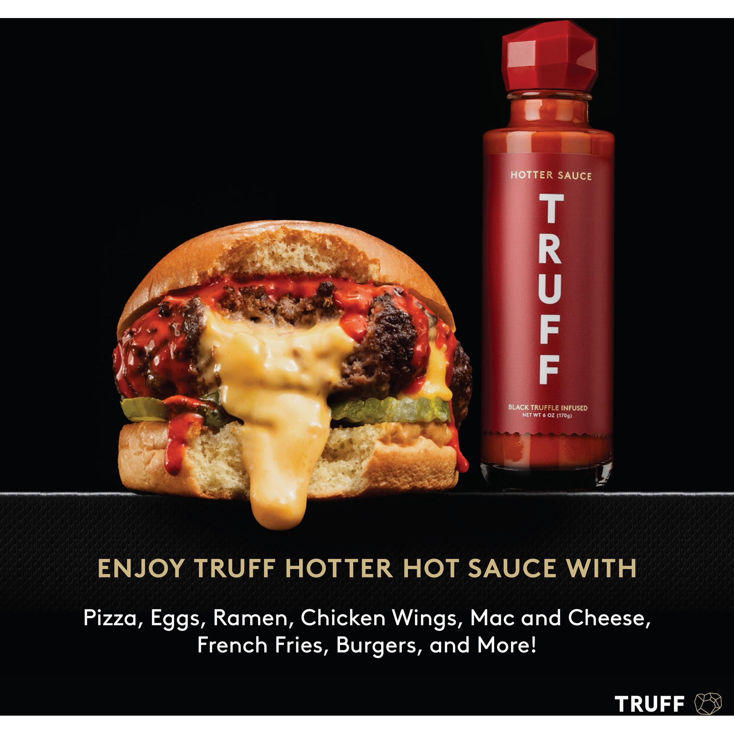 Truff Hotter Black Truffle Hot Sauce, Gourmet Hot Sauce With Jalapeo, Red Chili Peppers With More Heat, Black Truffle Oil, Agave Nectar, Hotter Flavor Experience In A Bottle, 6 Oz