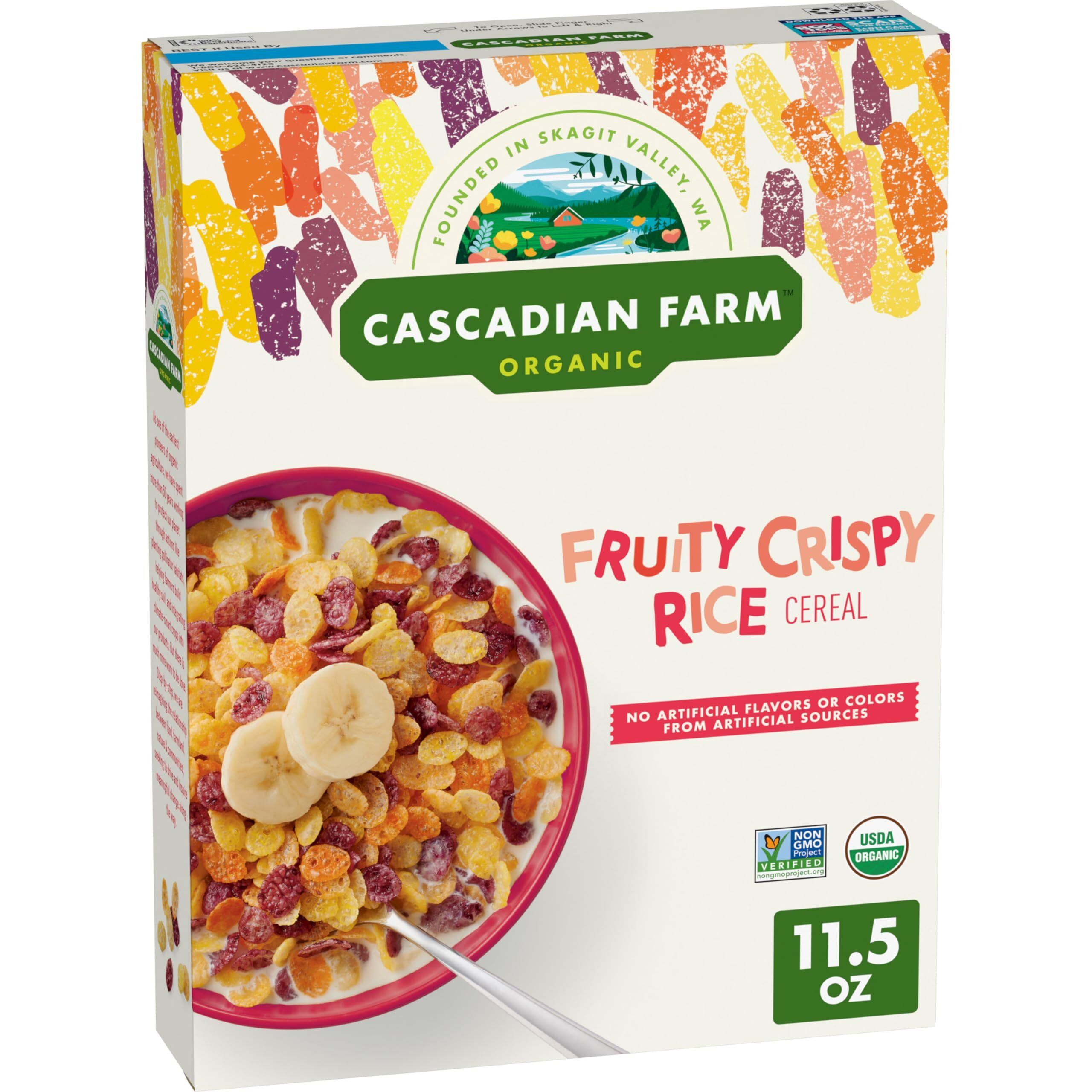 Cascadian Farm Organic Fruity Crispy Rice Breakfast Cereal, 11.5 Oz
