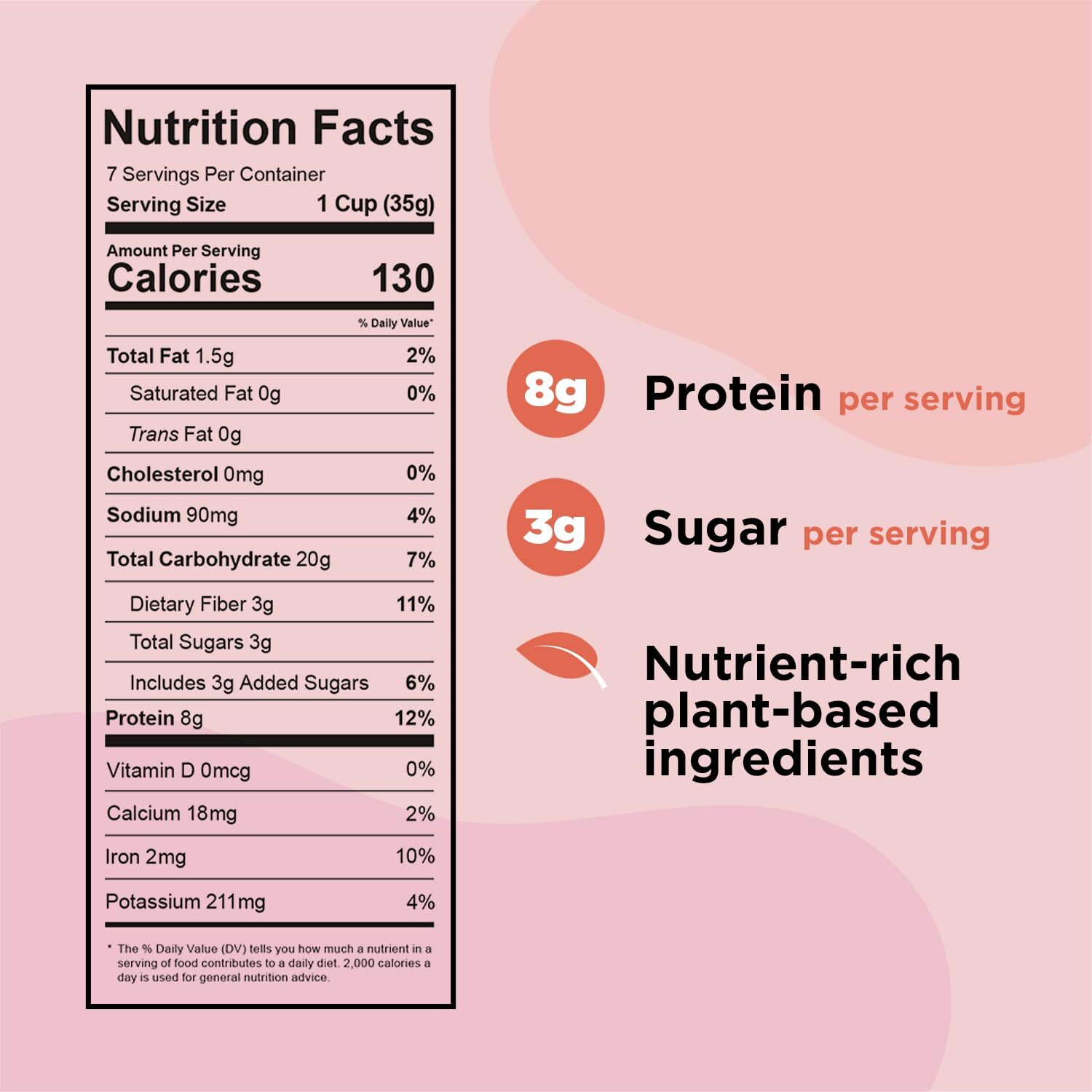 Plant-Based And Vegan Breakfast Cereal By Three Wishes - Cinnamon, 1 Pack - More Protein And Less Sugar Snack - Gluten-Free, Grain-Free - Non-Gmo