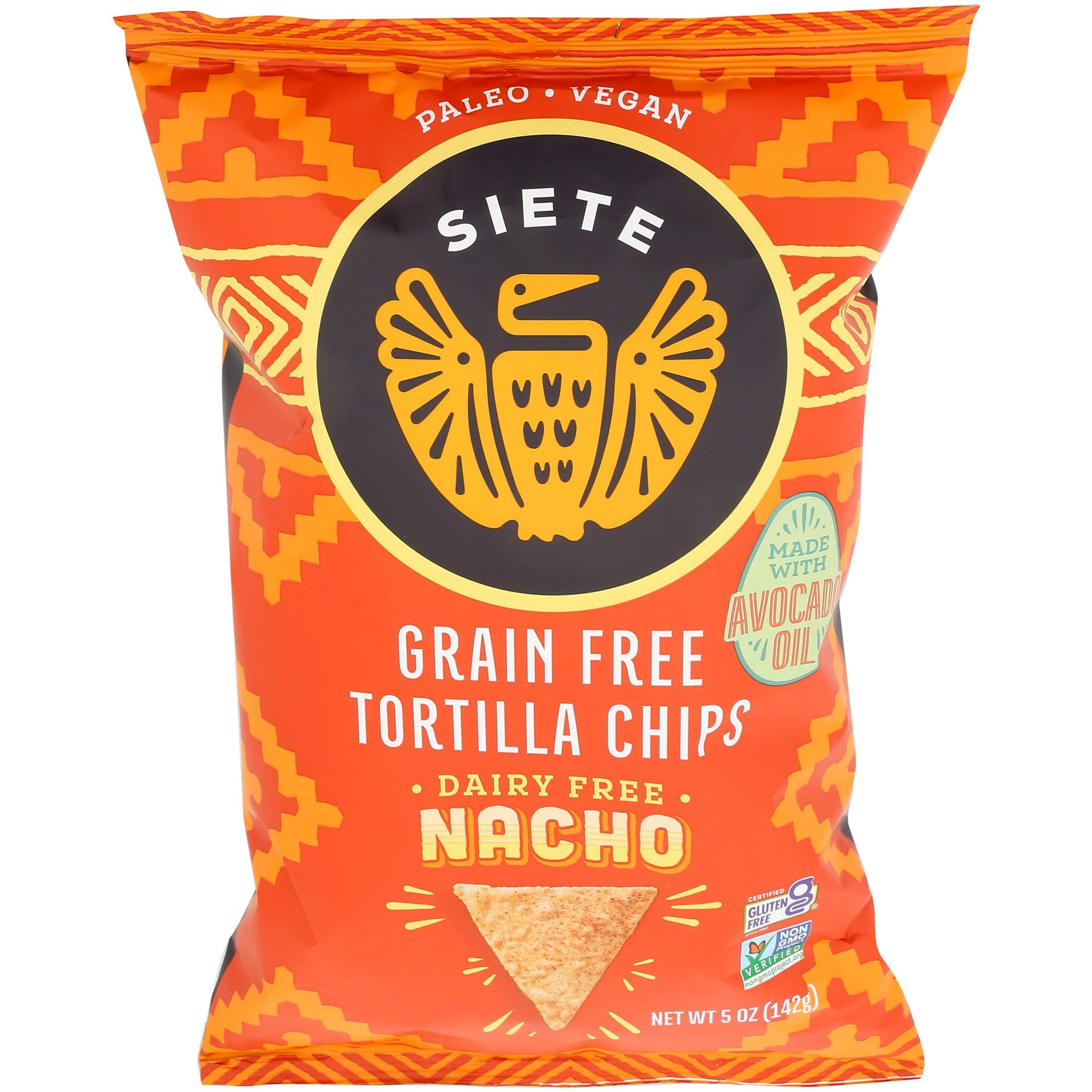 Siete Grain Free Tortilla Chips, Nacho, 5 Oz