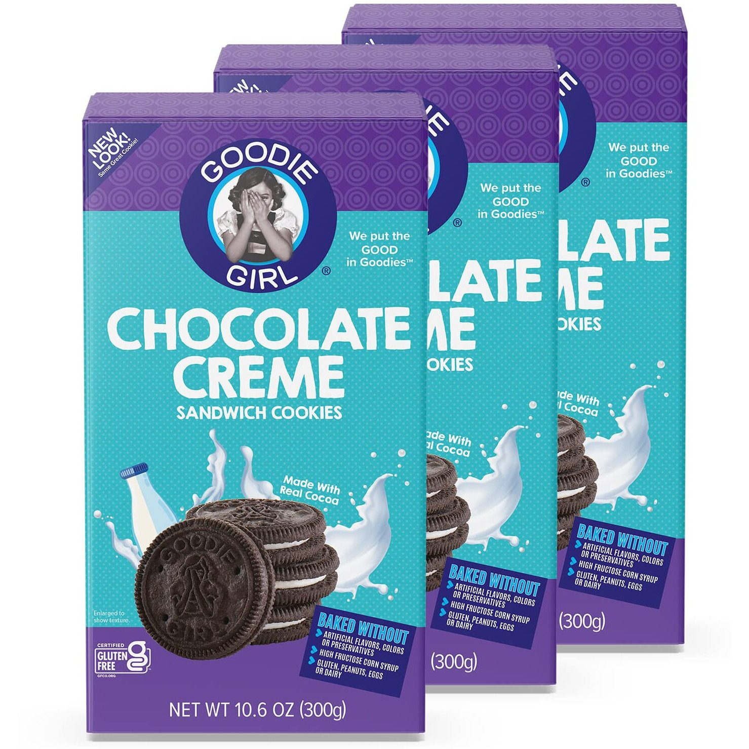 Goodie Girl, Chocolate Creme Sandwich Cookies | Gluten Free | Peanut Free | Egg Free | Kosher (10.6Oz Boxes, Pack Of 3)