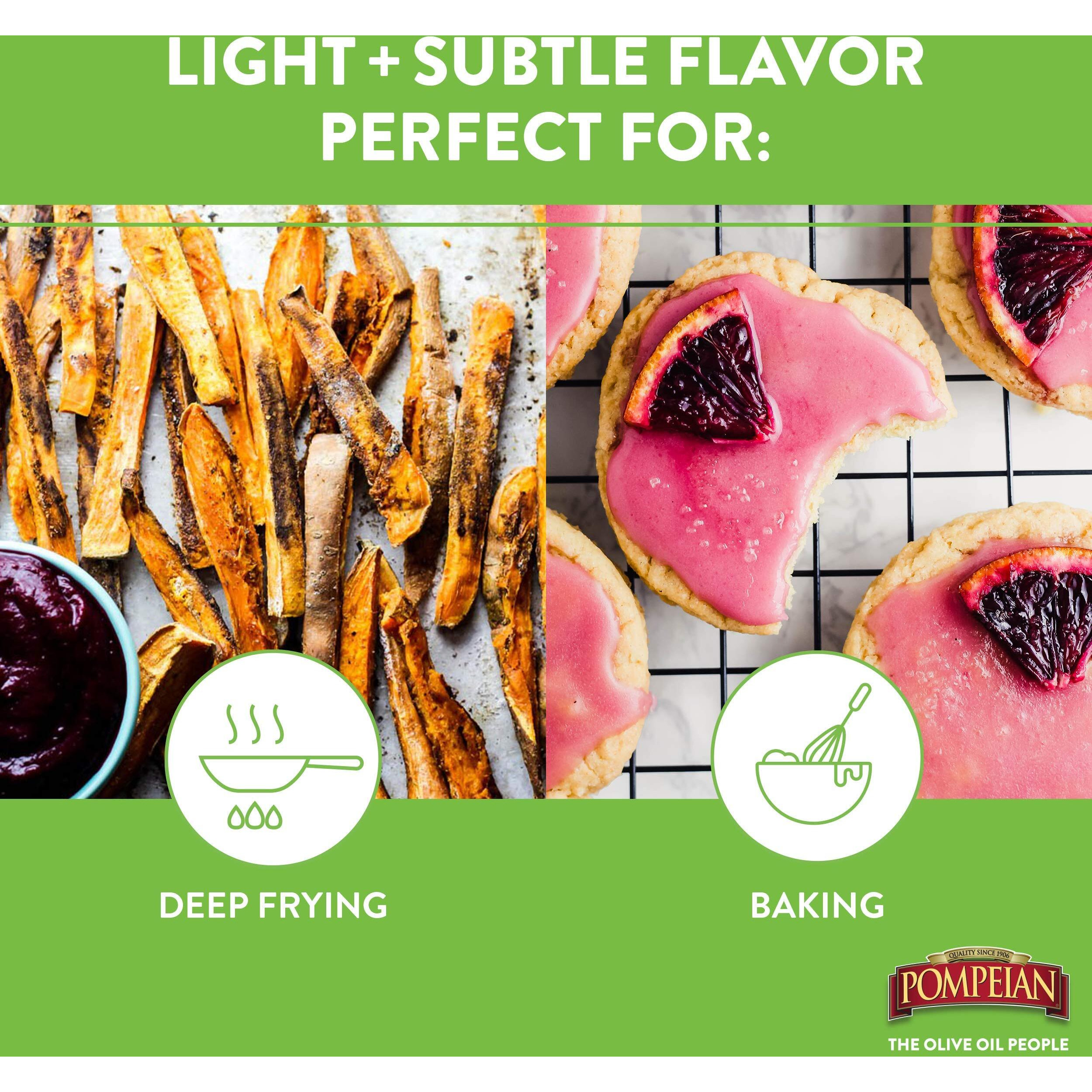 Pompeian 100% Grapeseed Oil, Light And Subtle Flavor, Perfect For High-Heat Cooking, Deep Frying And Baking, 68 Fl. Oz.