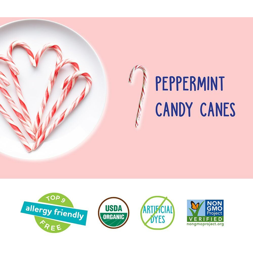 Yumearth Organic Candy Canes - Individually Wrapped Full Size Peppermint Candy Canes - Allergy Friendly, Non Gmo, Gluten Free, Vegan - 10 Count (Pack Of 1)