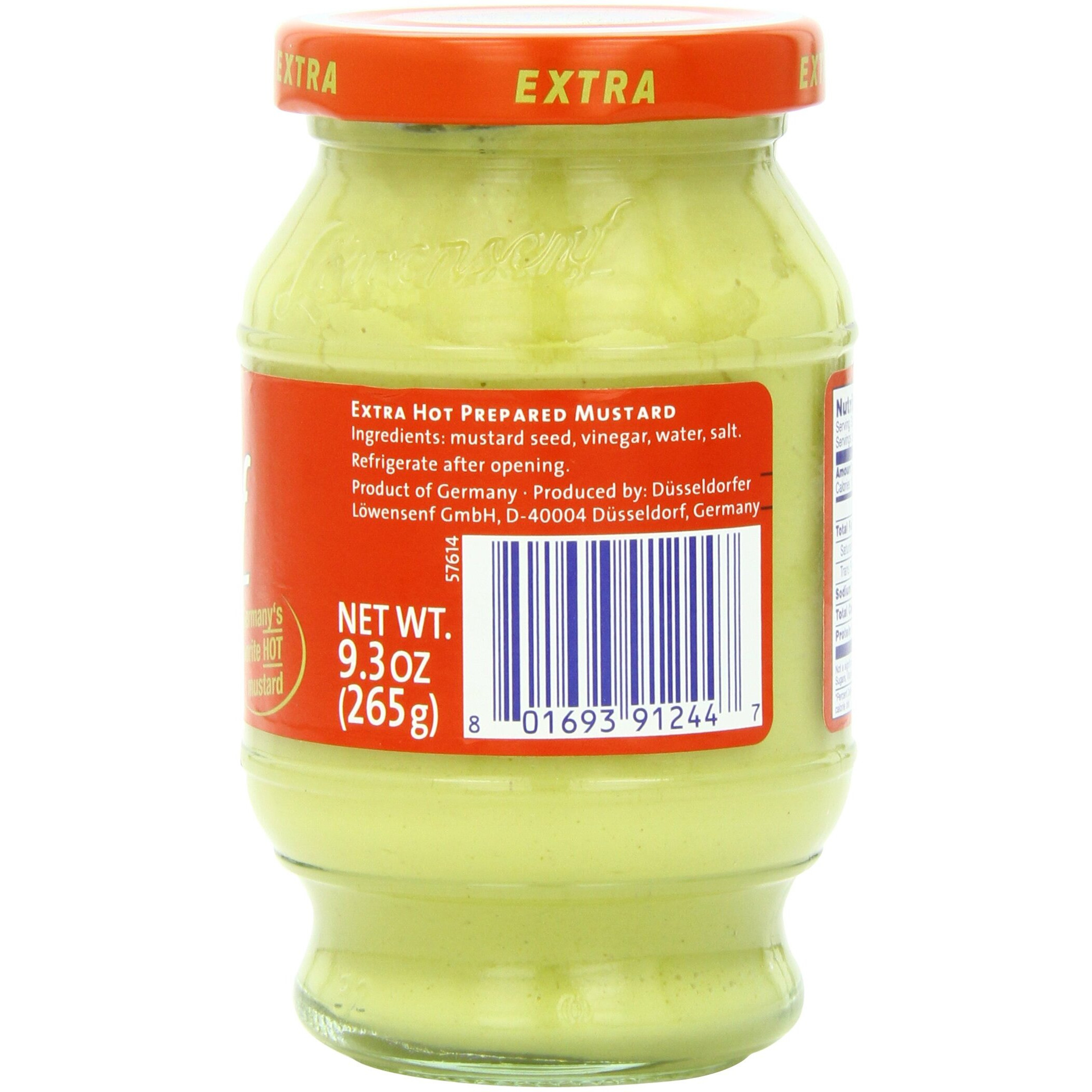 Lowensenf Mustard In Jar, Extra Hot, 9.3 Ounce