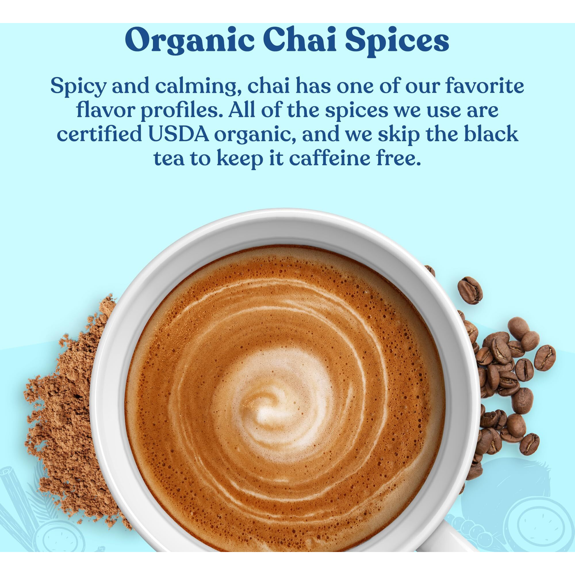 Chai Latte By Four Sigmatic | Organic Instant Chai Latte With Turkey Tail, Reishi Mushrooms & Coconut Milk Powder | Supports Gut & Digestion Health | Decaf, No Dairy & Gluten-Free | 10 Count