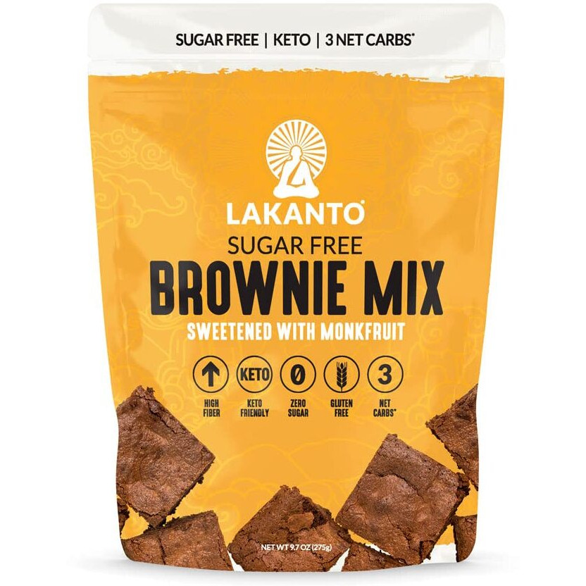 Lakanto Sugar Free Brownie Mix - Sweetened With Monk Fruit Sweetener, Keto Diet Friendly, Delicious Dutched Cocoa, High In Fiber, 3G Net Carbs, Gluten Free, Easy To Make Dessert (Pack Of 1)