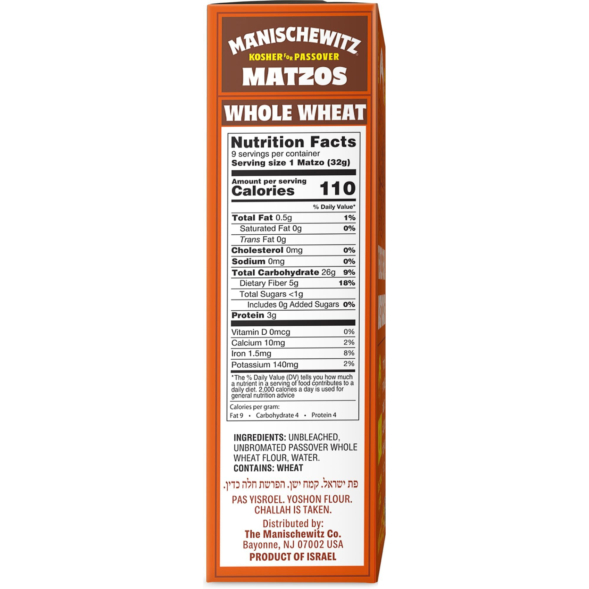 Manischewitz Passover Whole Wheat Matzo 10 Oz (3 Pack) Thin, Crisp & Delicious, Just 2 Ingredients