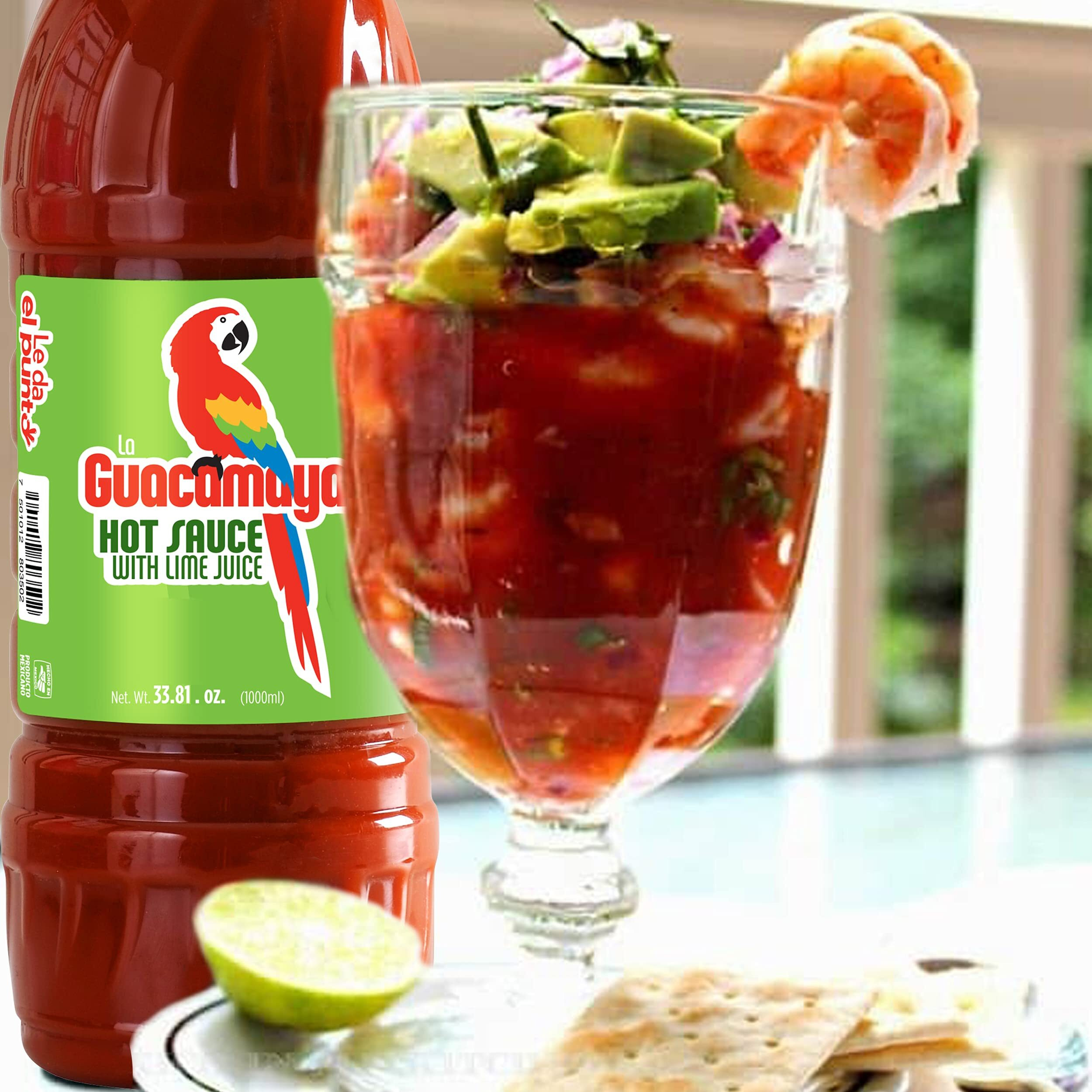 La Guacamaya Authentic Hot Sauce With Lime Juice (33.81 Fl.Oz.) - Mexican Hot Sauce - Salsa Hot - Spicy Sauce Mexican Food - Picante Sauce