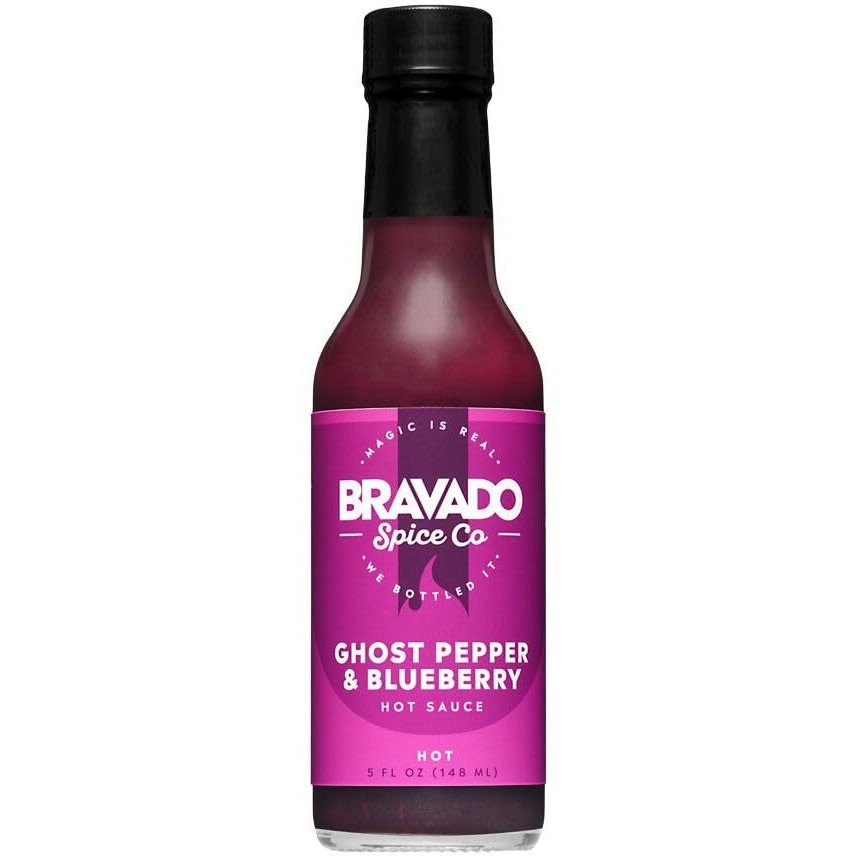 Ghost Pepper And Blueberry Hot Sauce By Bravado Spice Featured On Hot Ones Gluten Free, Vegan, Low Carb, Paleo Hot Sauce All Natural 5 Oz Hot Sauce Bottle Award Winning Gourmet Hot Sauce