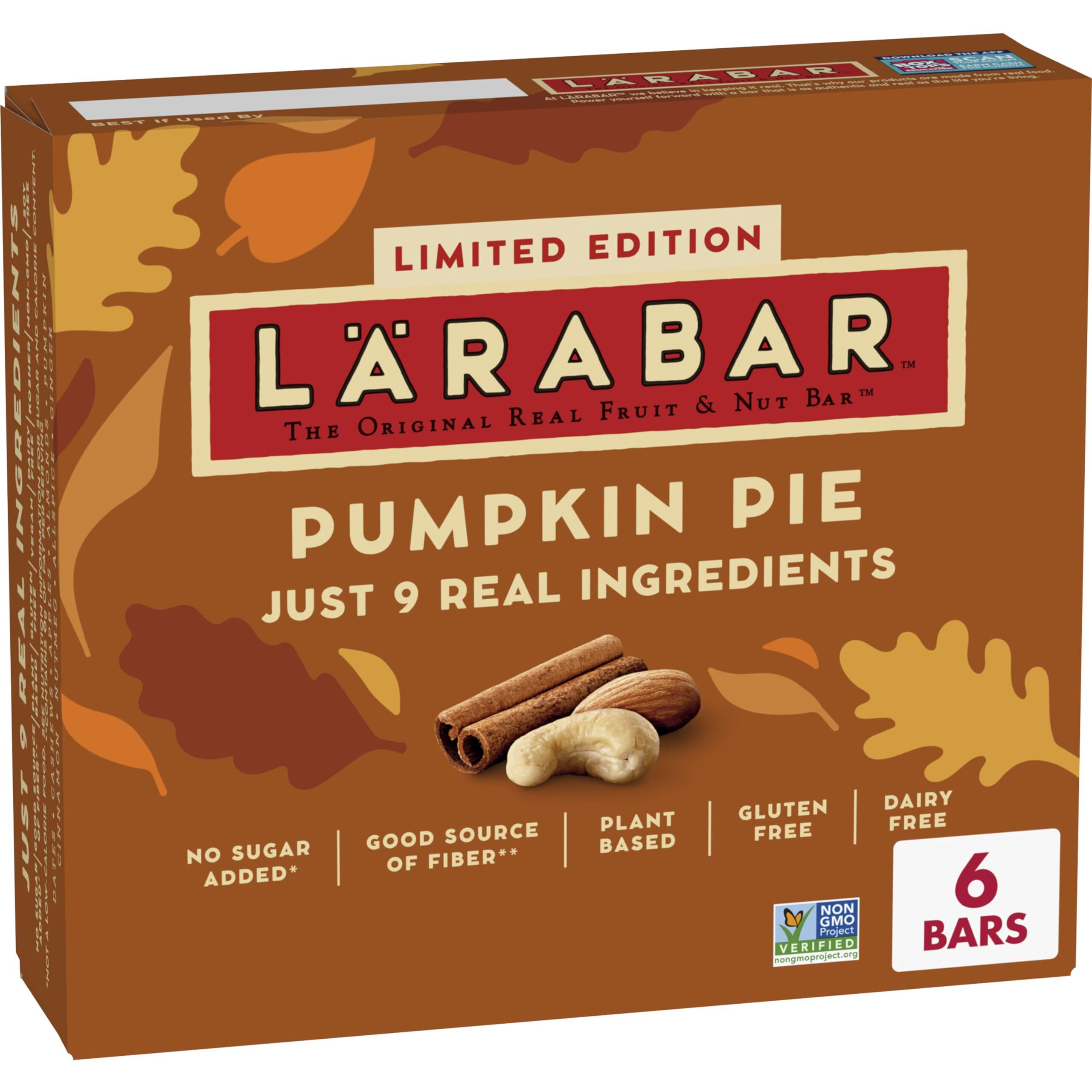 Larabar Limited Edition Pumpkin Pie, Gluten Free Vegan Fruit & Nut Bars, 6 Bars, 9.6 Oz Box
