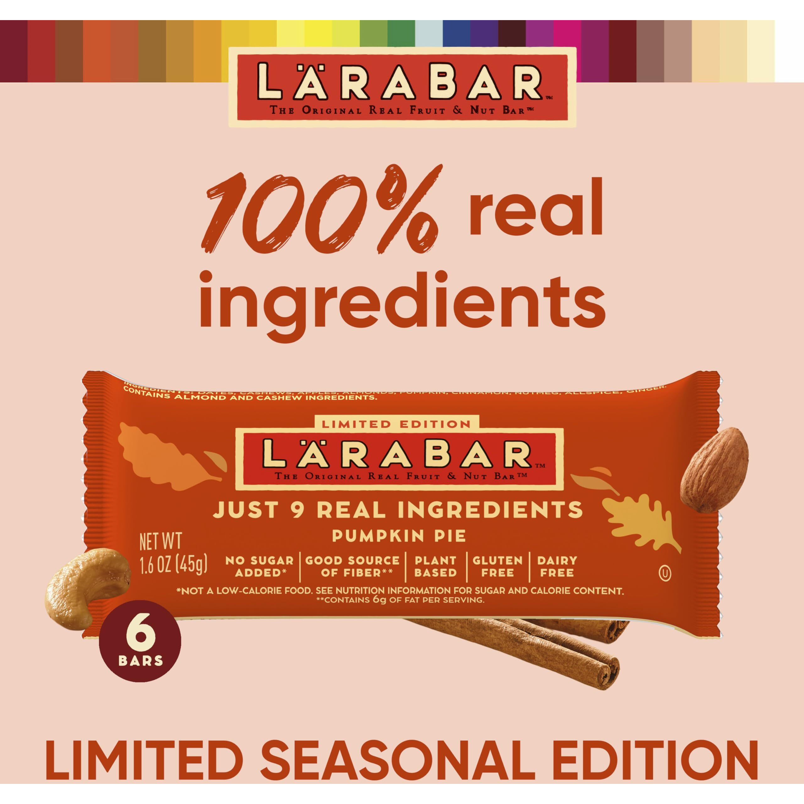 Larabar Limited Edition Pumpkin Pie, Gluten Free Vegan Fruit & Nut Bars, 6 Bars, 9.6 Oz Box