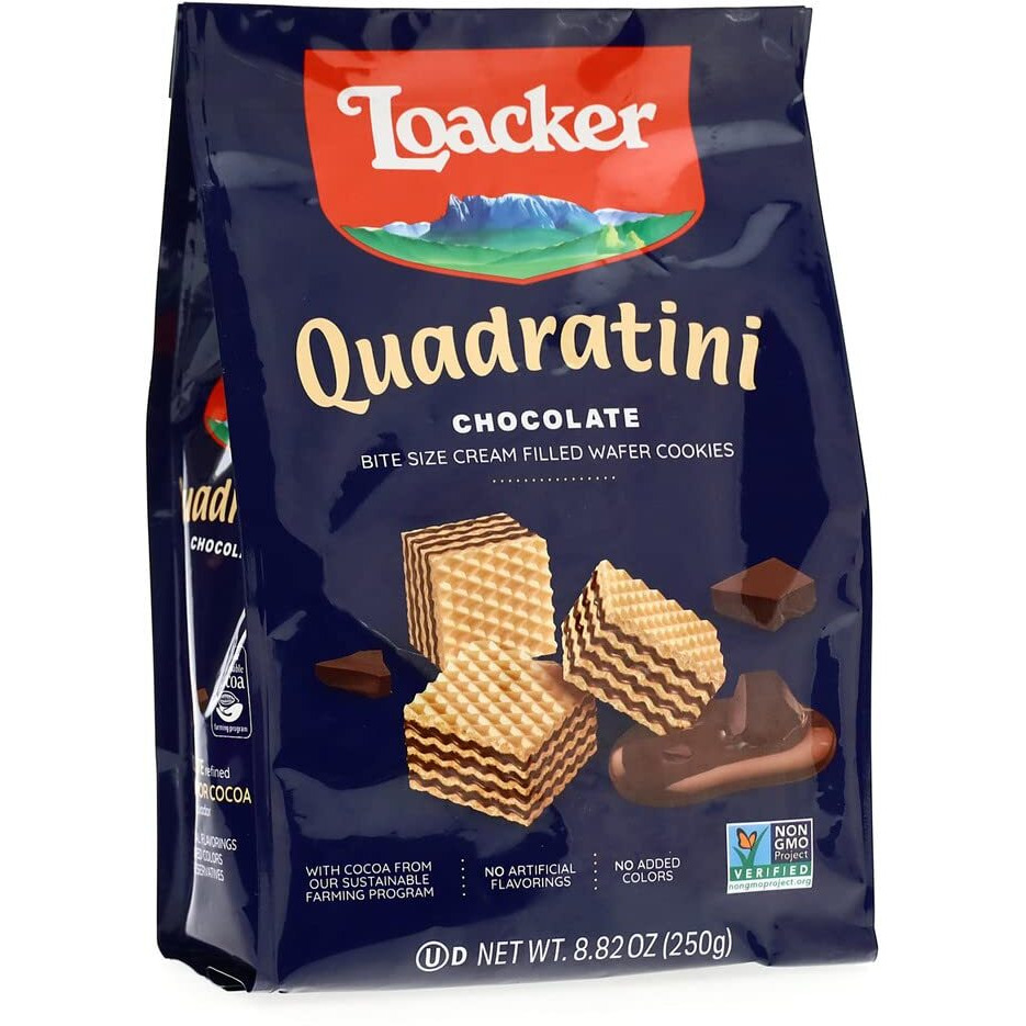 Loacker Quadratini, Chocolate Wafer Cookie, 8.82 Ounce Pack