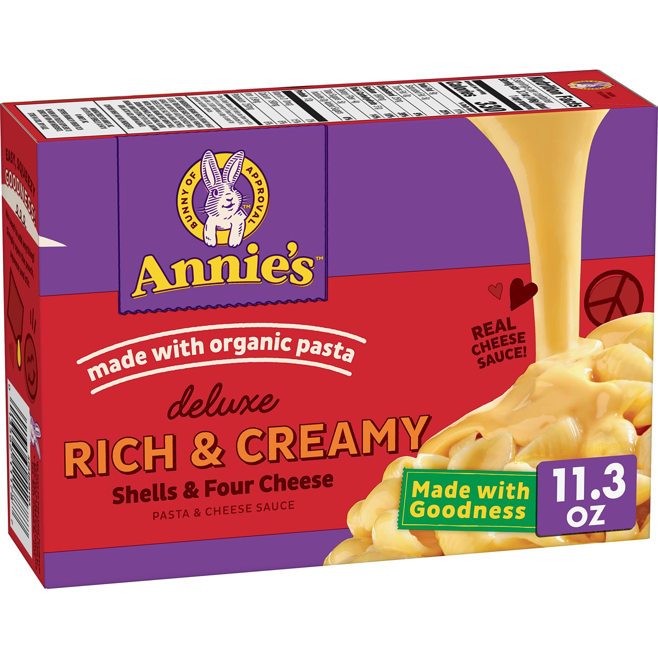 Annie's Deluxe Macaroni And Cheese With Organic Pasta, Shells And Four Cheese, 11.3 Oz