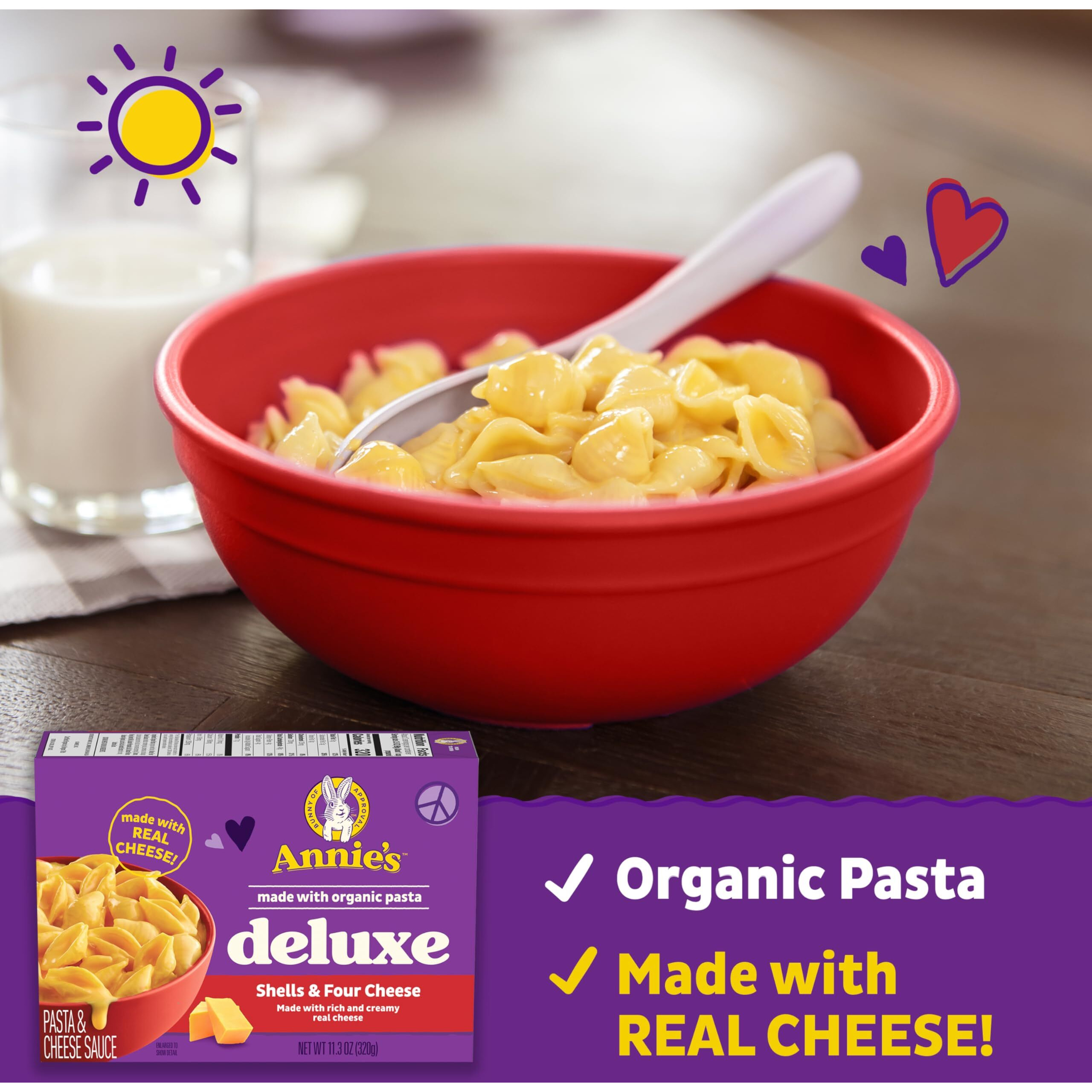 Annie's Deluxe Macaroni And Cheese With Organic Pasta, Shells And Four Cheese, 11.3 Oz