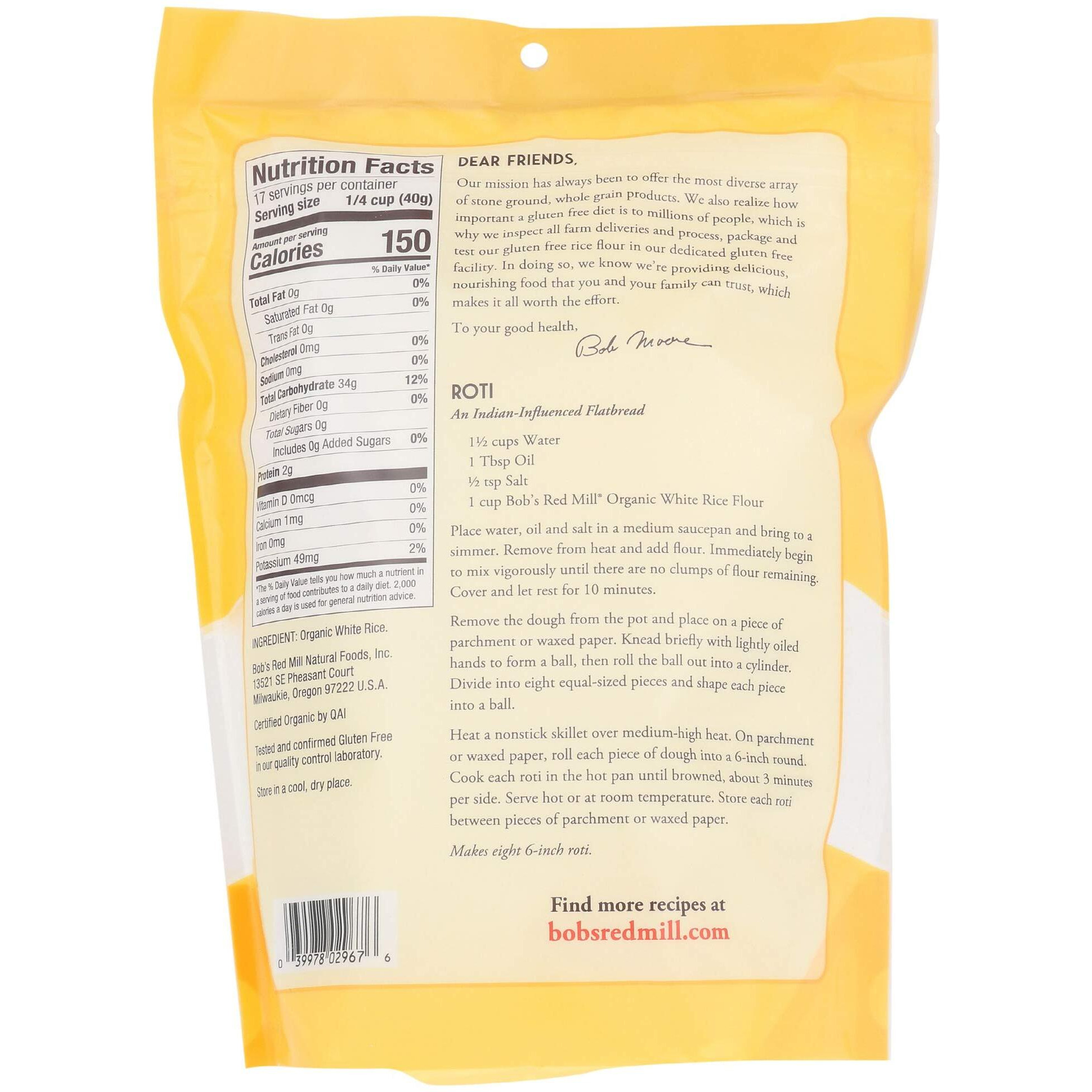Bob's Red Mill Organic White Rice Flour - 24 Ounce (Pack Of 1) - Gluten Free, Non-Gmo, Vegan