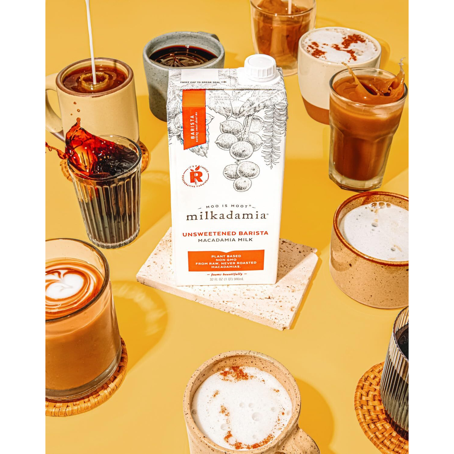 Milkadamia Macadamia Milk - Unsweetened Barista - 32 Fl Oz (Pack Of 6) - Lactose Free Milk, Vegan Shelf Stable Milk, Plant Based Non Dairy Milk, Organic Dairy Free Macadamia Nut Milk