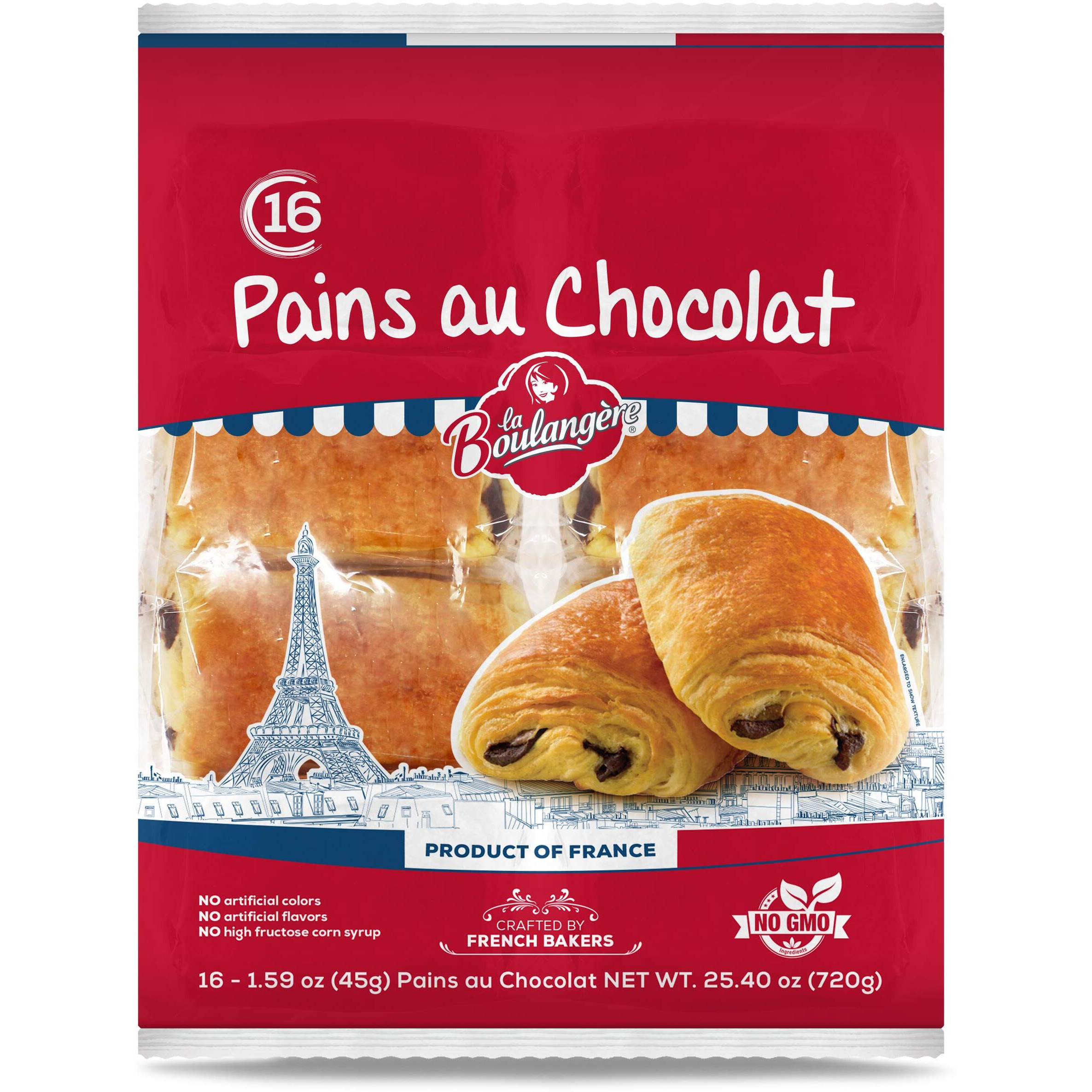 La Boulangere Pains Au Chocolat, Chocolate Croissants, Individually Wrapped, 16-Count
