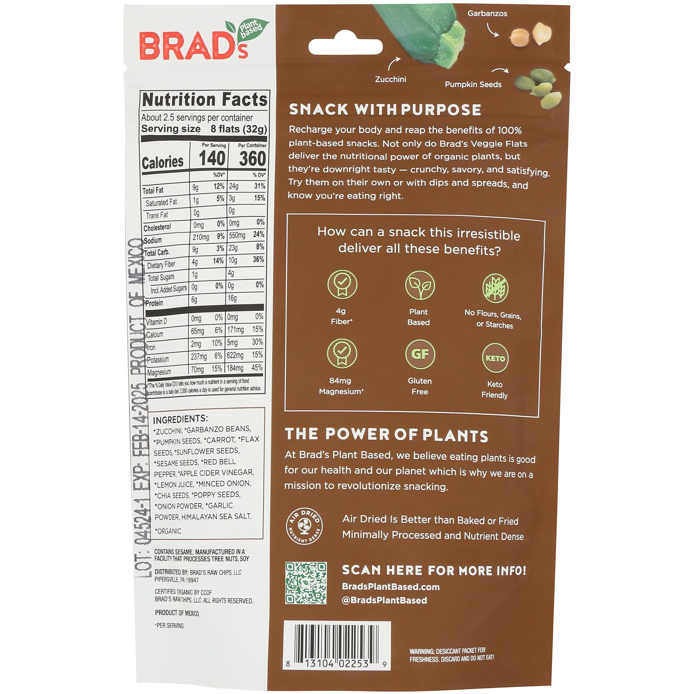 Brad's Raw Organic Everything Zucchini Veggie Flats, 3 Oz