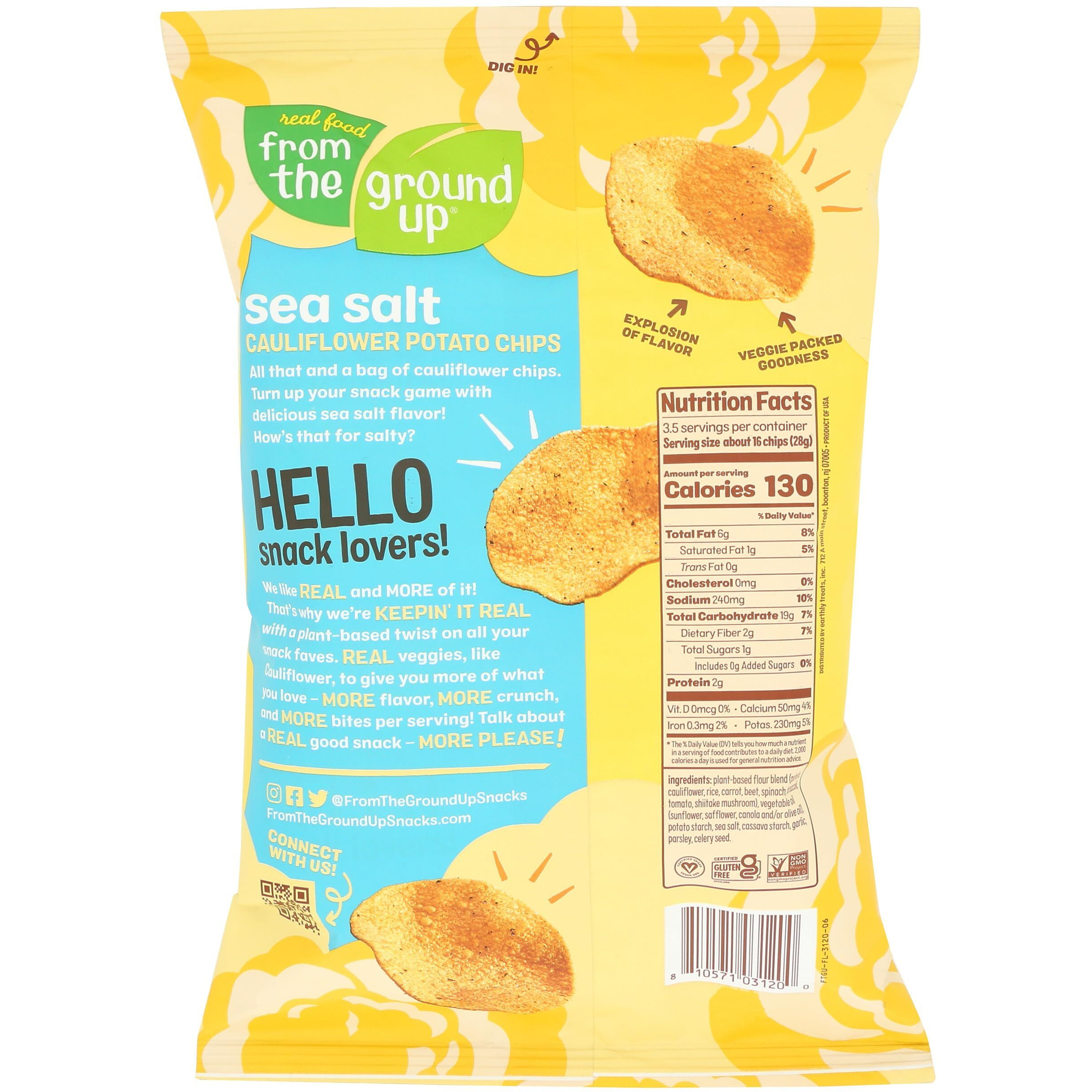 From The Ground Up Sea Salt Cauliflower Chips, 3.5 Oz