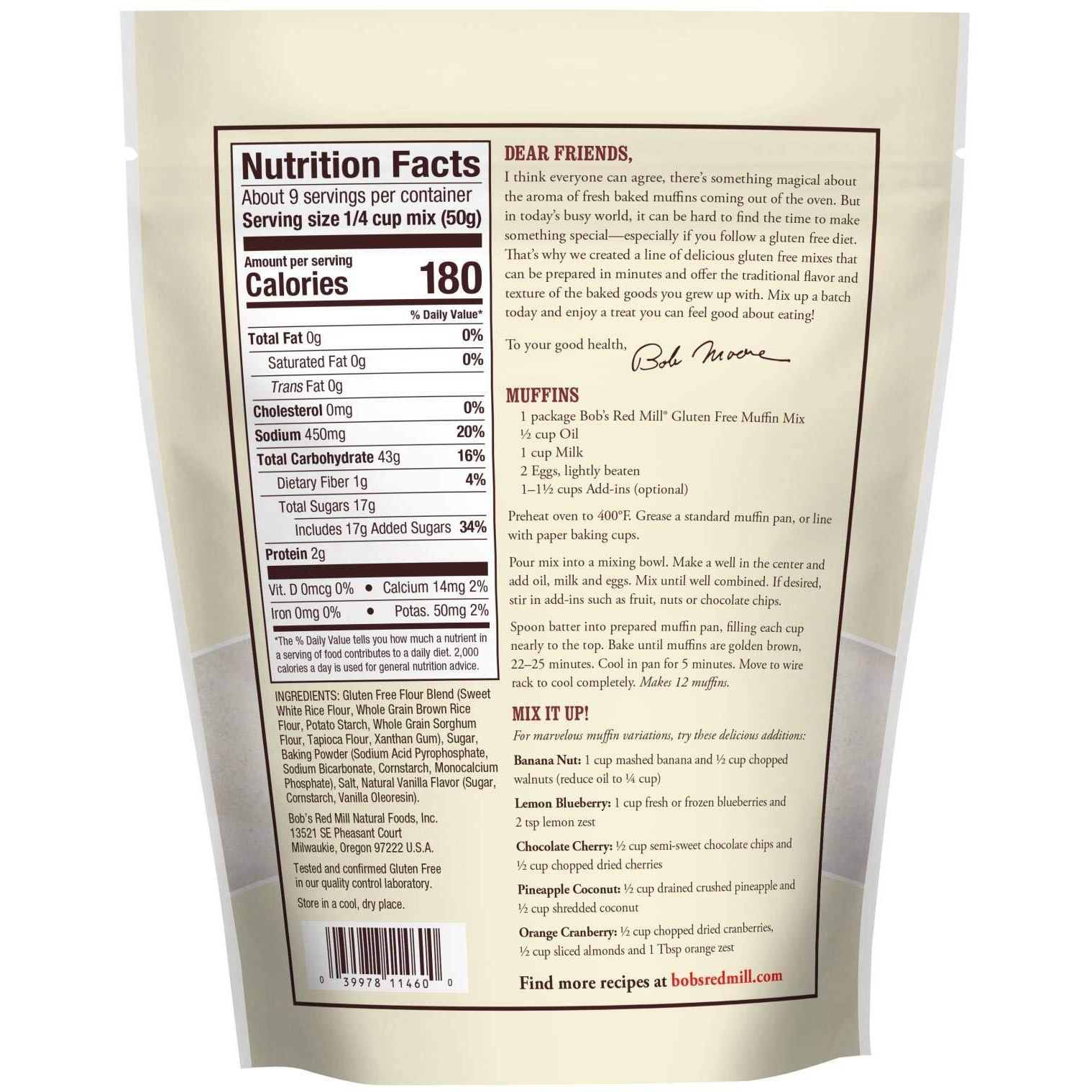 Bob's Red Mill Gluten Free Muffin Mix, 16 Oz