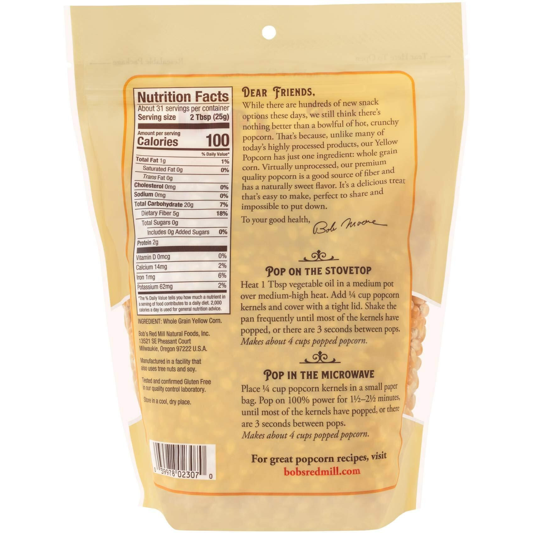 Bob's Red Mill Whole Yellow Popcorn, 30 Oz