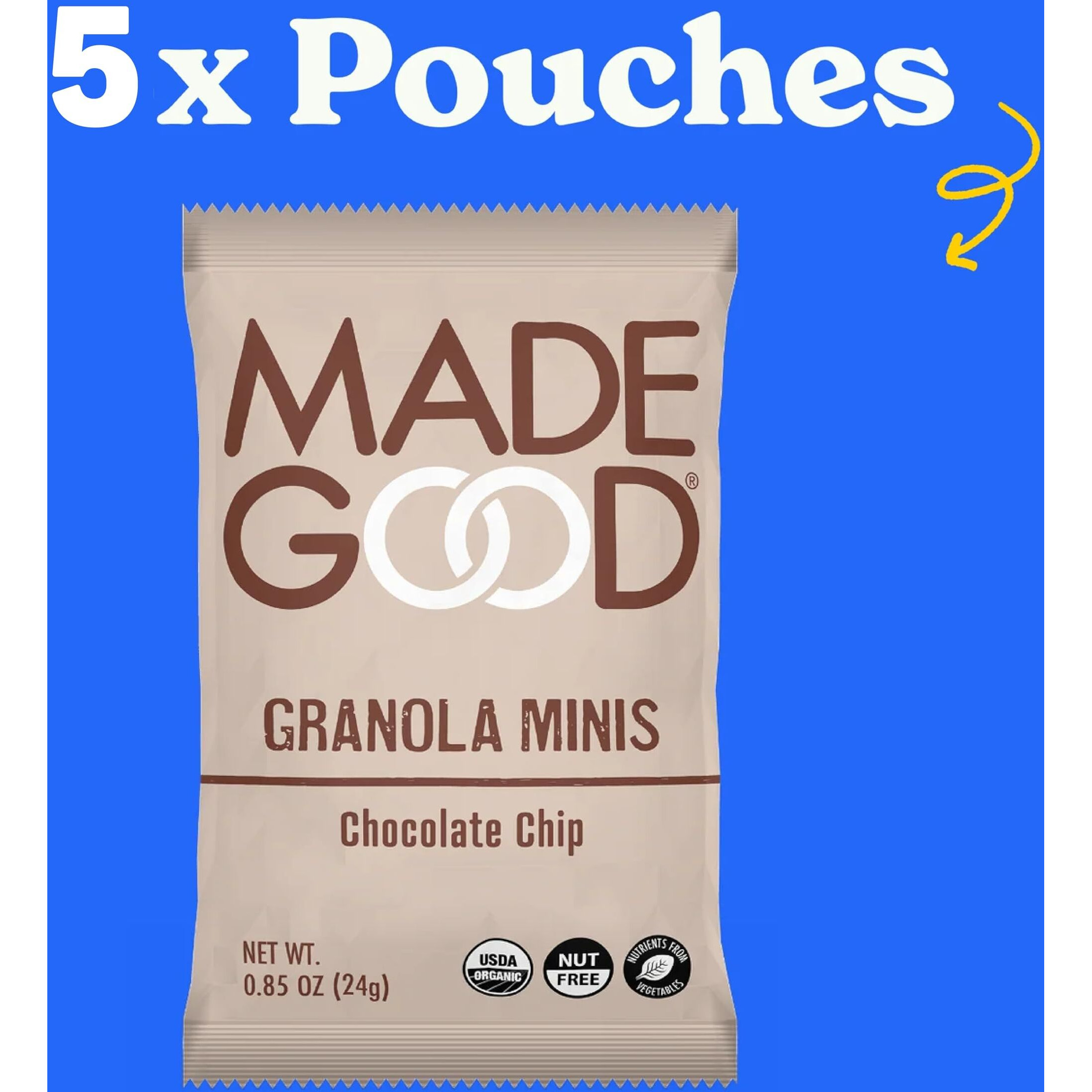 Madegood Organic Chocolate Chip Granola Minis, 5Ct X 0.85Oz