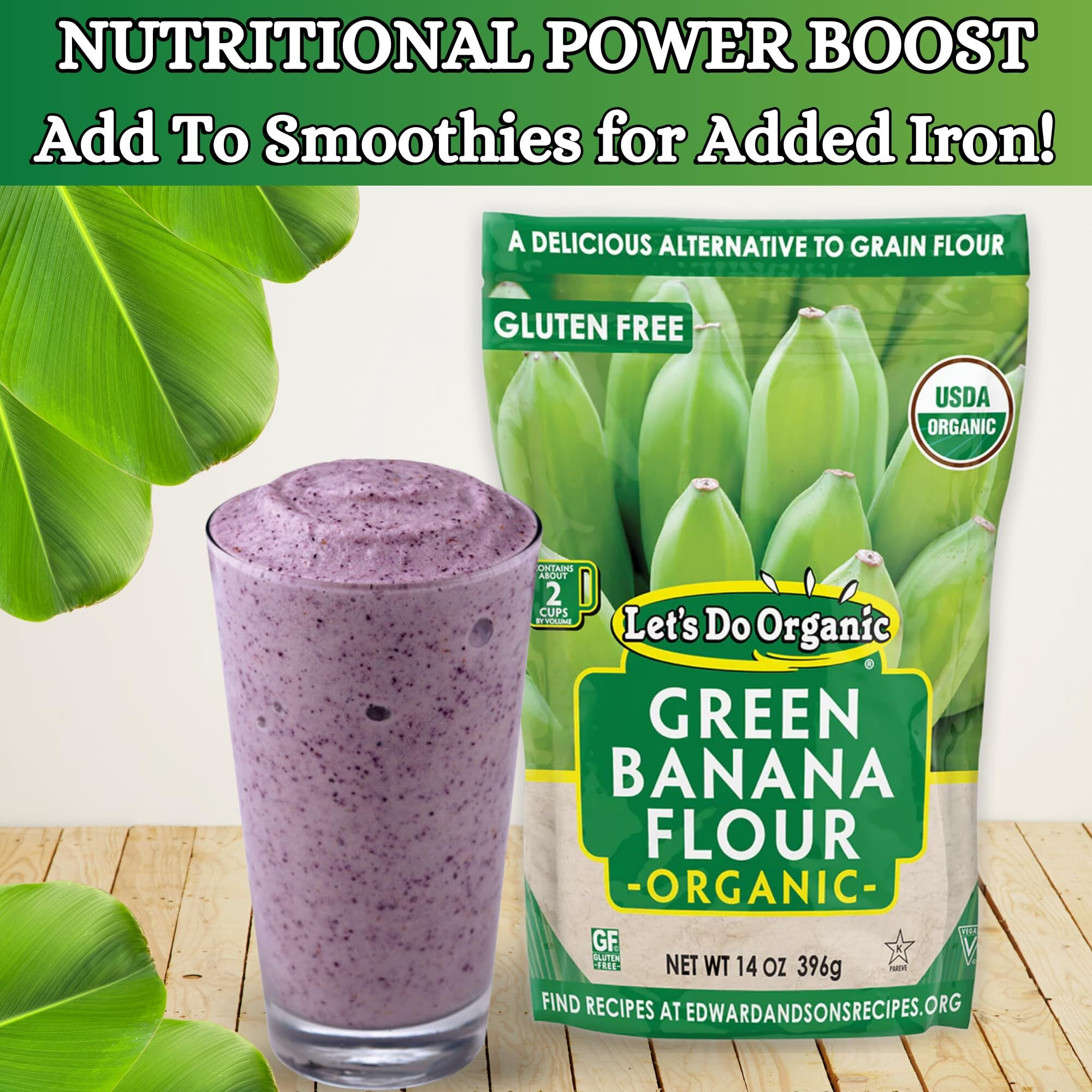 Let's Do Organic Green Banana Flour - Grain Flour Replacement, Resistant Starch, Versatile Starch, Gluten Free, Iron, Non-Gmo Project Verified, Usda Organic - 14 Oz