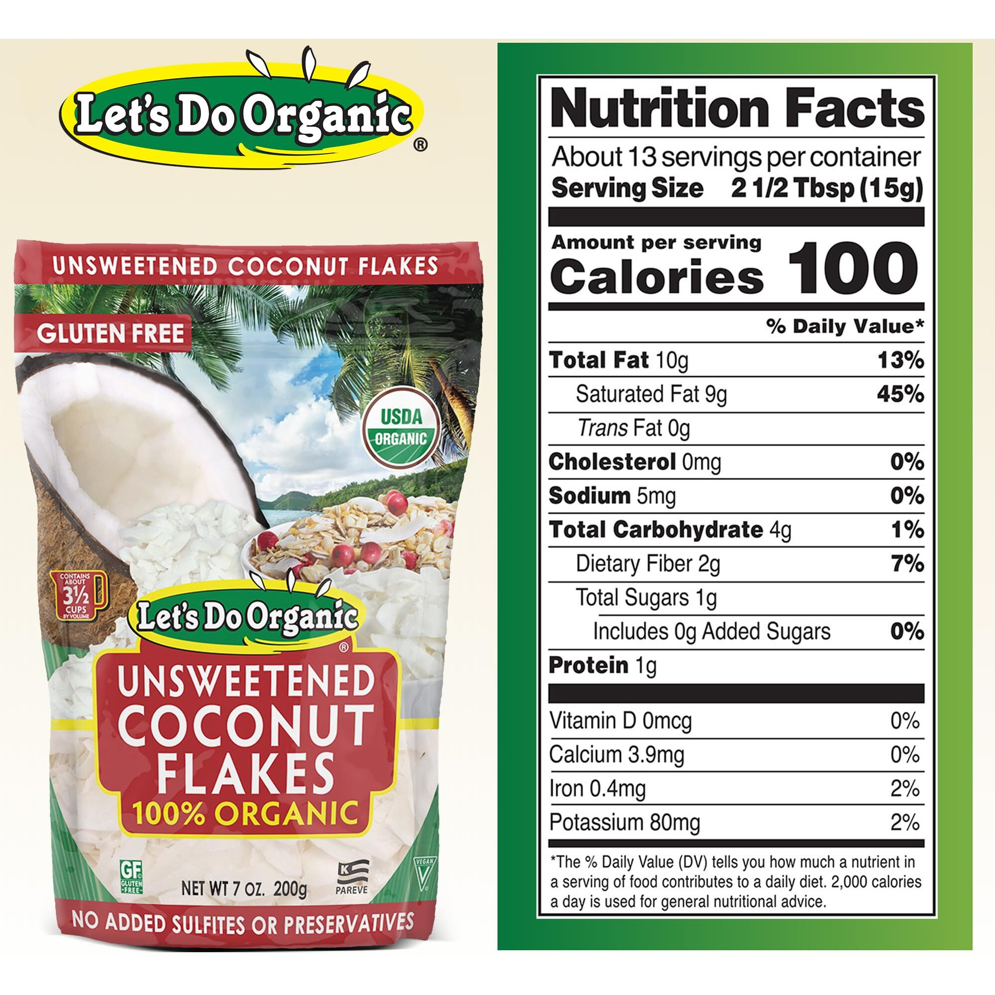 Edward & Sons Lets Do Organics Organic Coconut Flakes, 7 Oz (3 Pack)