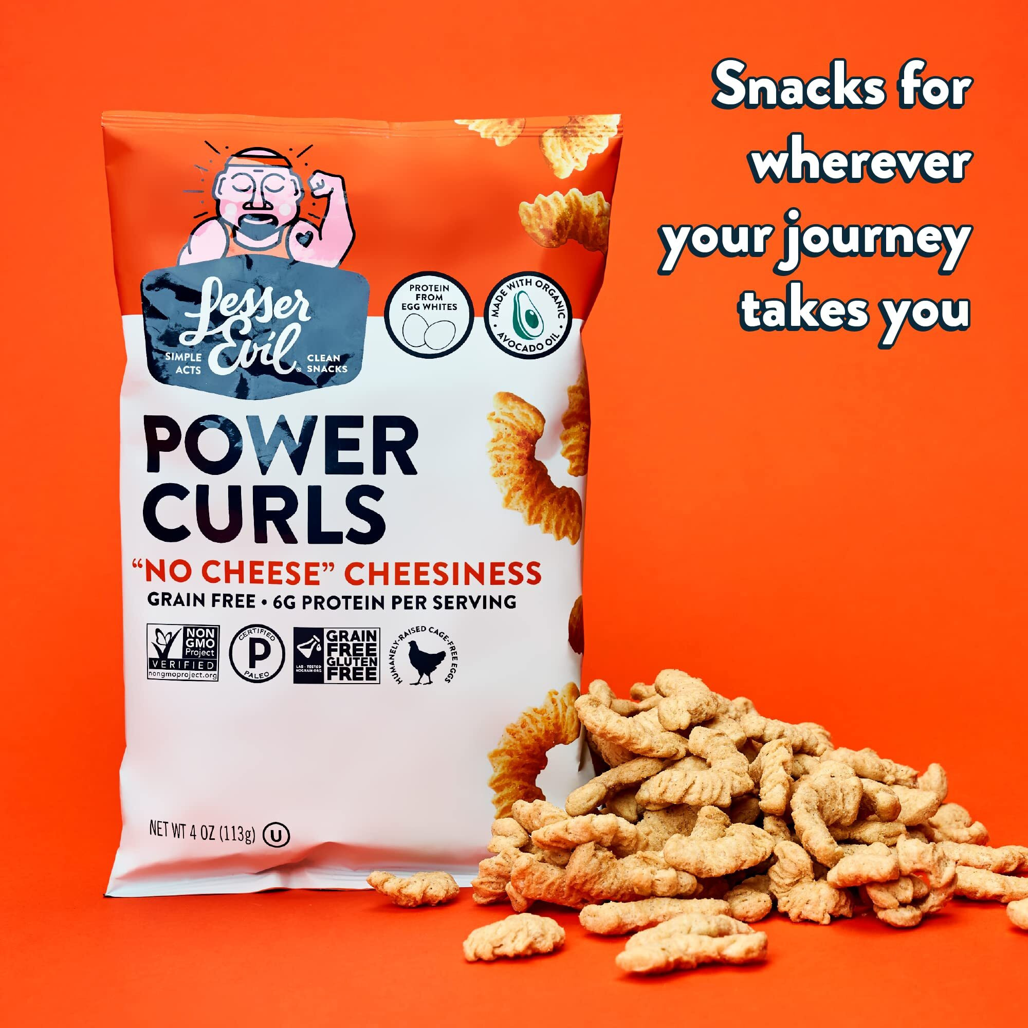 Lesserevil Power Curls Egg And Cheese, 4 Oz