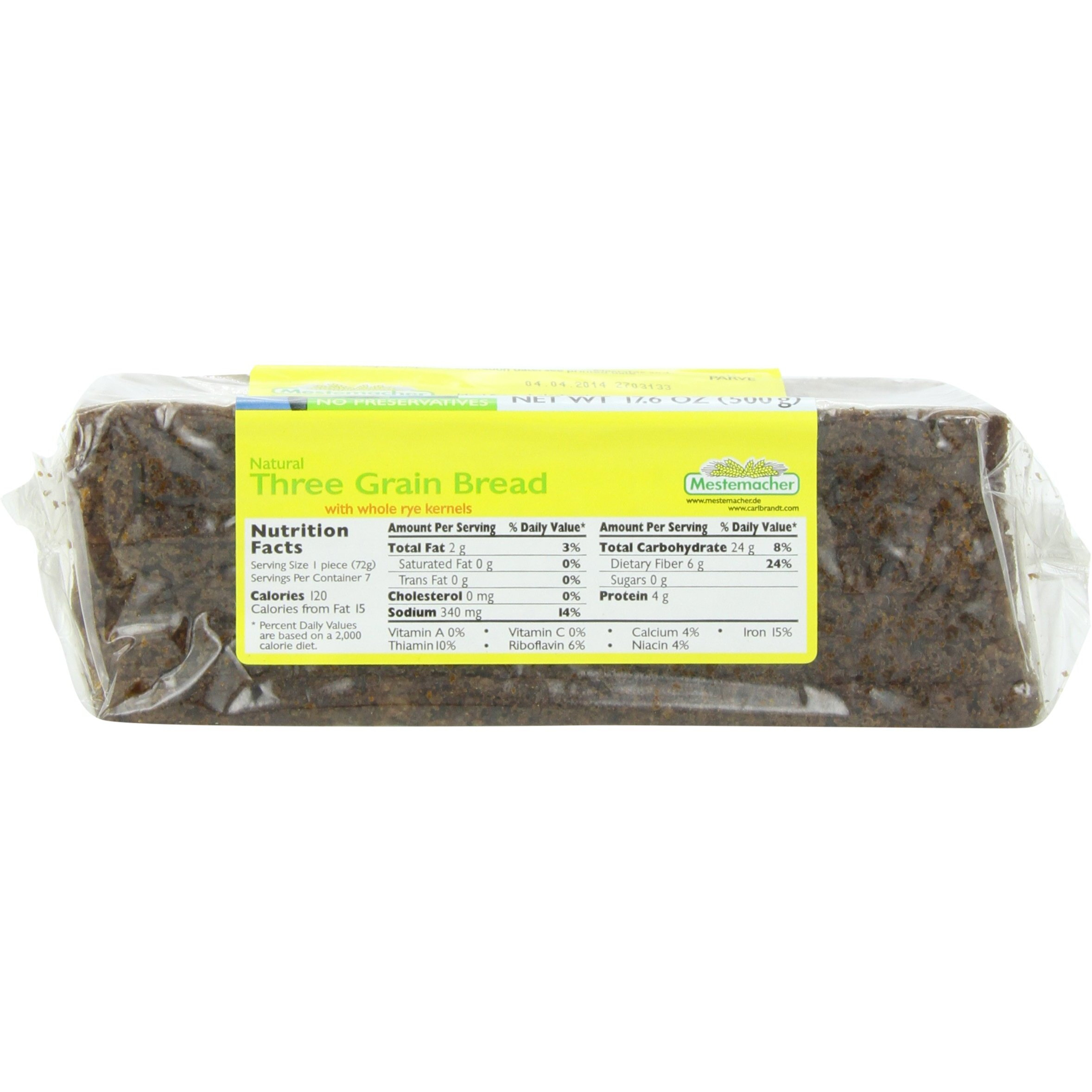 Mestemacher Bread Three Grain, 17.6-Ounce (Pack Of 6)