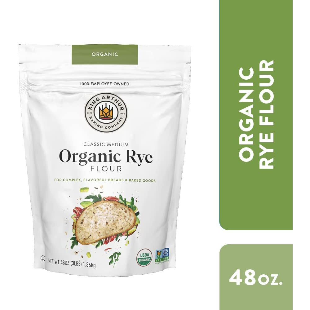 King Arthur Baking Organic Medium Rye Flour - 3 Lbs For Complex Flavorful Breads & Baked Goods - 100% Us Grown & Milled - Non-Gmo Project Verified - Robust Flavor For Rye Bread, Cookies & More