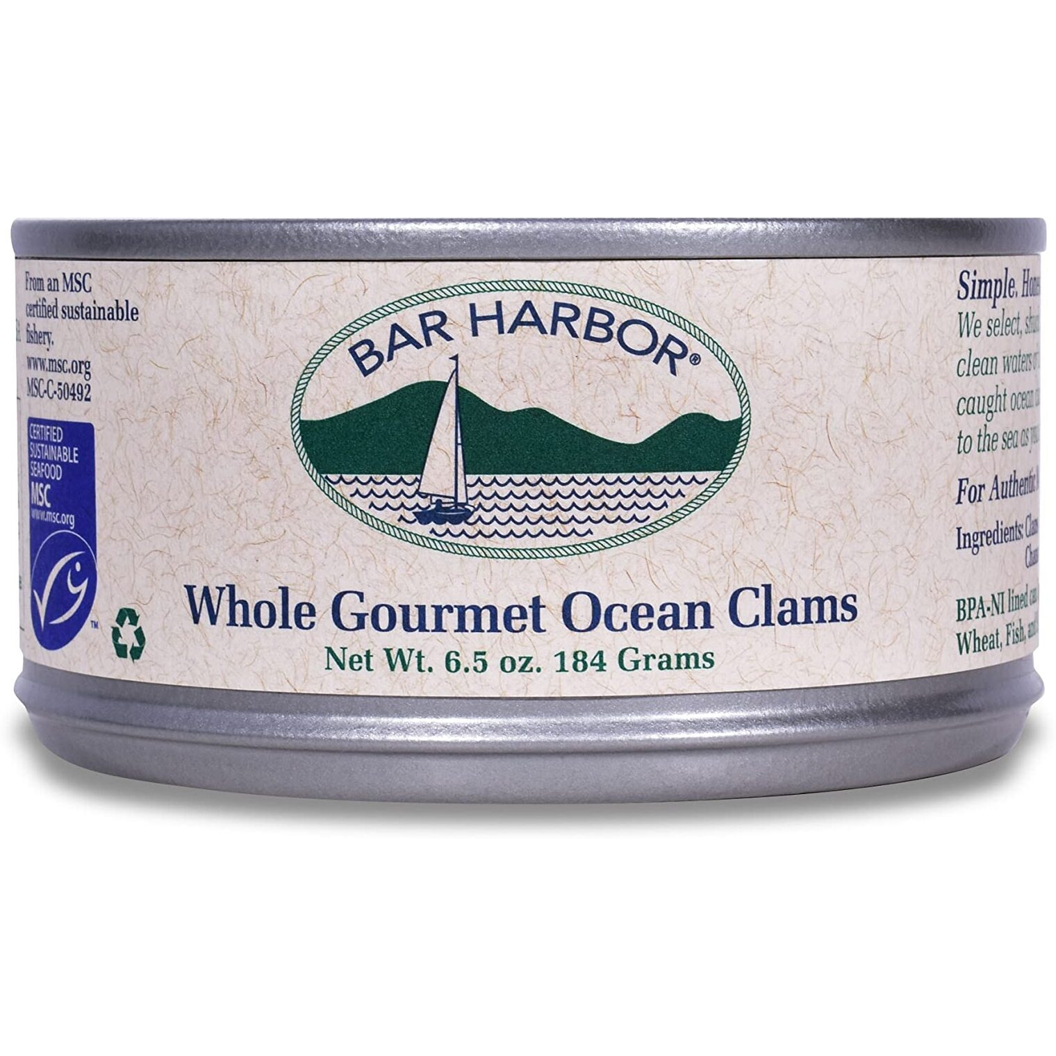Bar Harbor, Clams Whole Gourmet Ocean, 6.5 Ounce