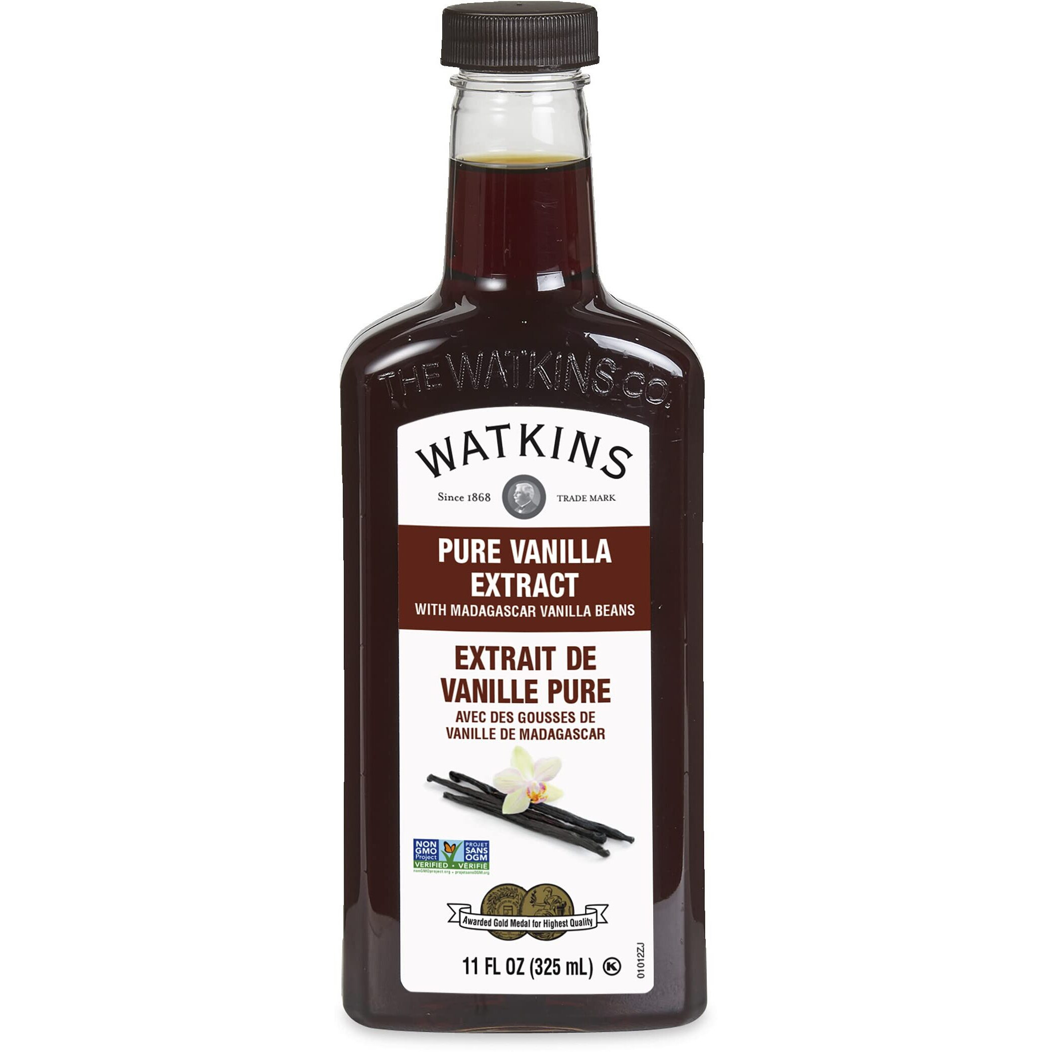 Watkins Pure Vanilla Extract, With Madagascar Vanilla Beans, Non-Gmo, Kosher, 11 Oz. Bottle, 1-Pack