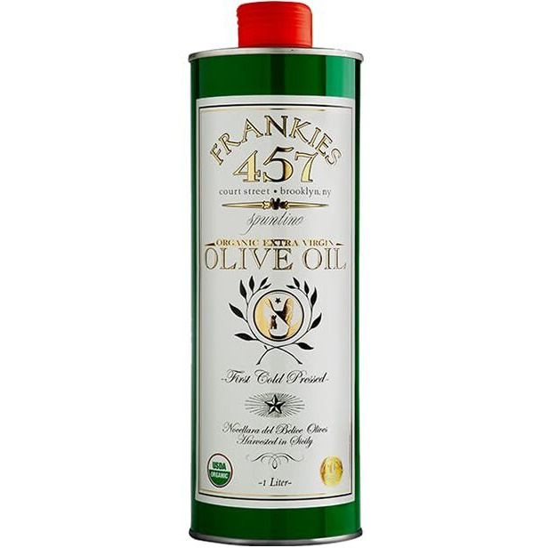 Frankies 457 Extra Virgin Organic Olive Oil - Premium Castelvetrano Olive Oil - Harvested In Sicily - Pure Authentic Italian - Monovarietal - Rich In Flavor - First Cold Pressed - 33.8 Fl Oz (1L)