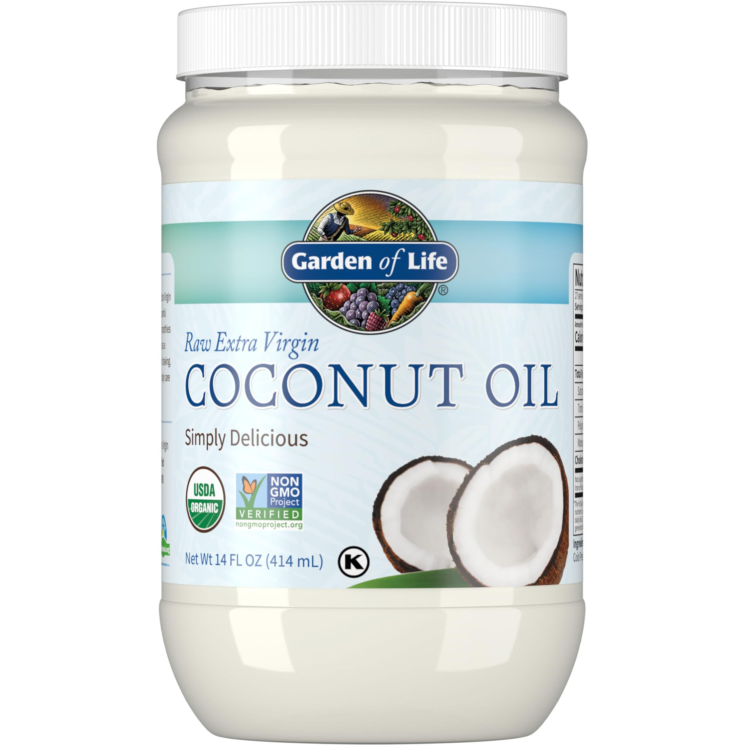 Garden Of Life Organic Extra Virgin Coconut Oil - Unrefined Cold Pressed Plant Based Oil For Hair, Skin & Cooking, 14 Fl Oz