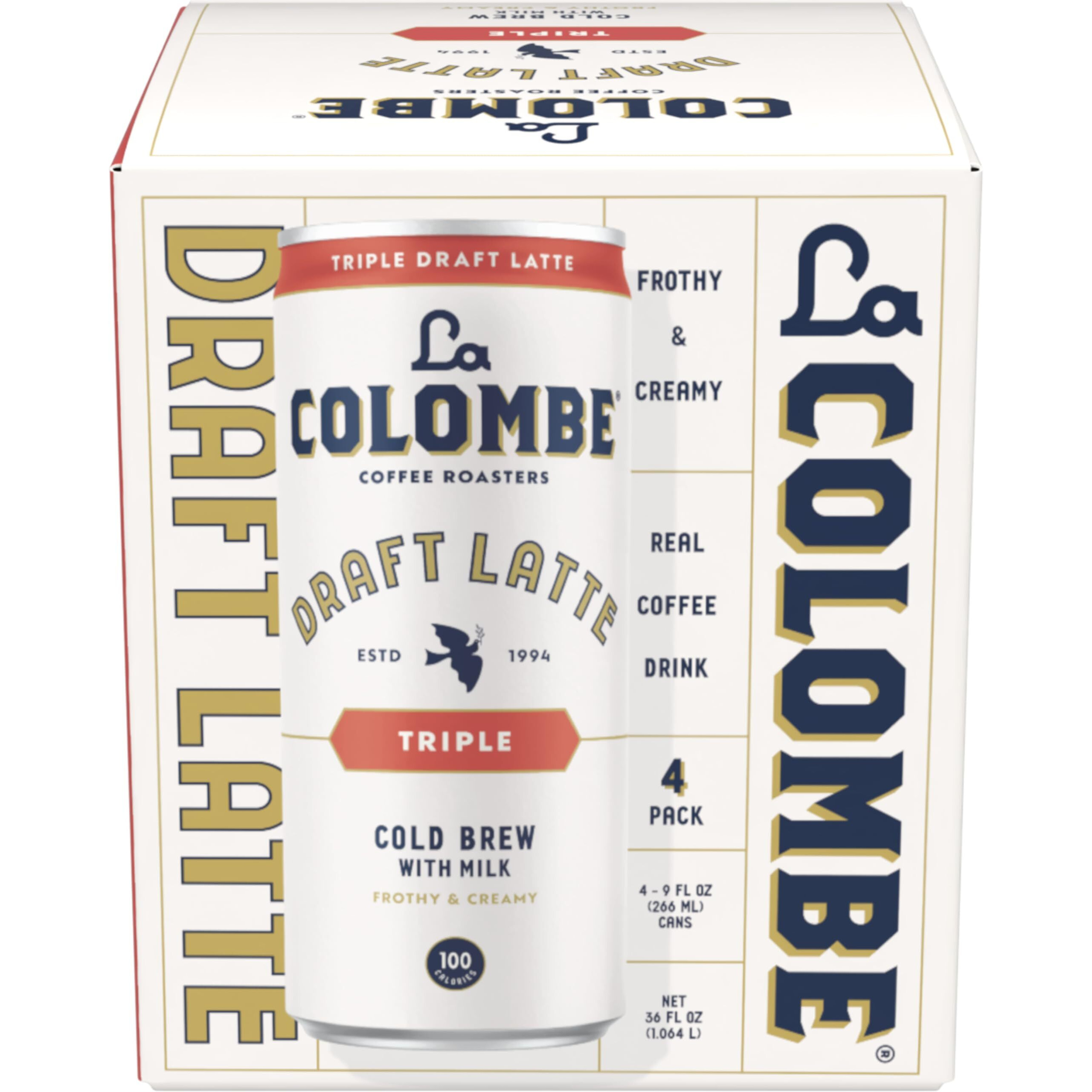 La Colombe Triple Draft Latte - 9 Fluid Ounce, 4 Count - 3 Shots Of Cold-Pressed Espresso And Frothed Milk - Made With Real Ingredients - Grab And Go Coffee