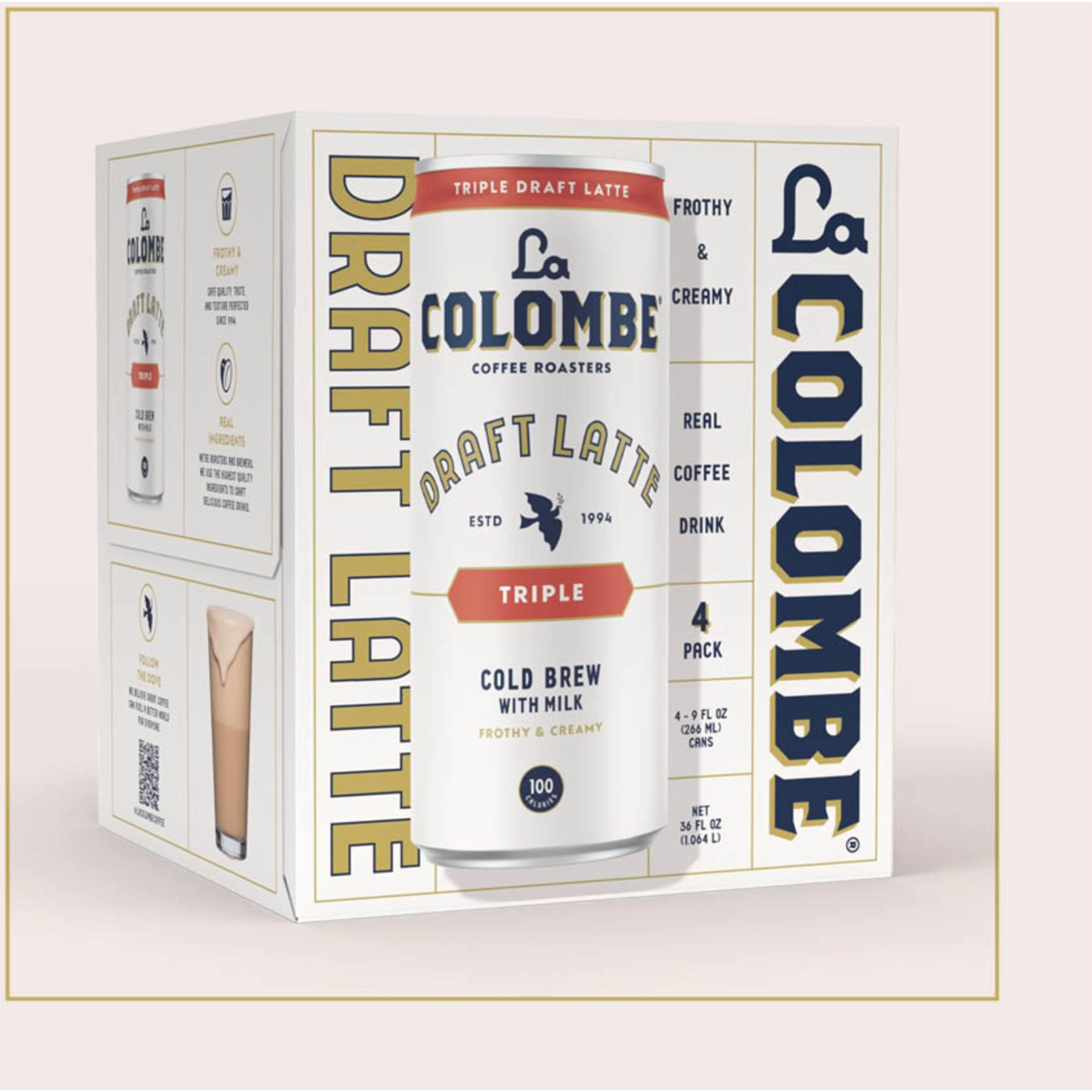La Colombe Triple Draft Latte - 9 Fluid Ounce, 4 Count - 3 Shots Of Cold-Pressed Espresso And Frothed Milk - Made With Real Ingredients - Grab And Go Coffee