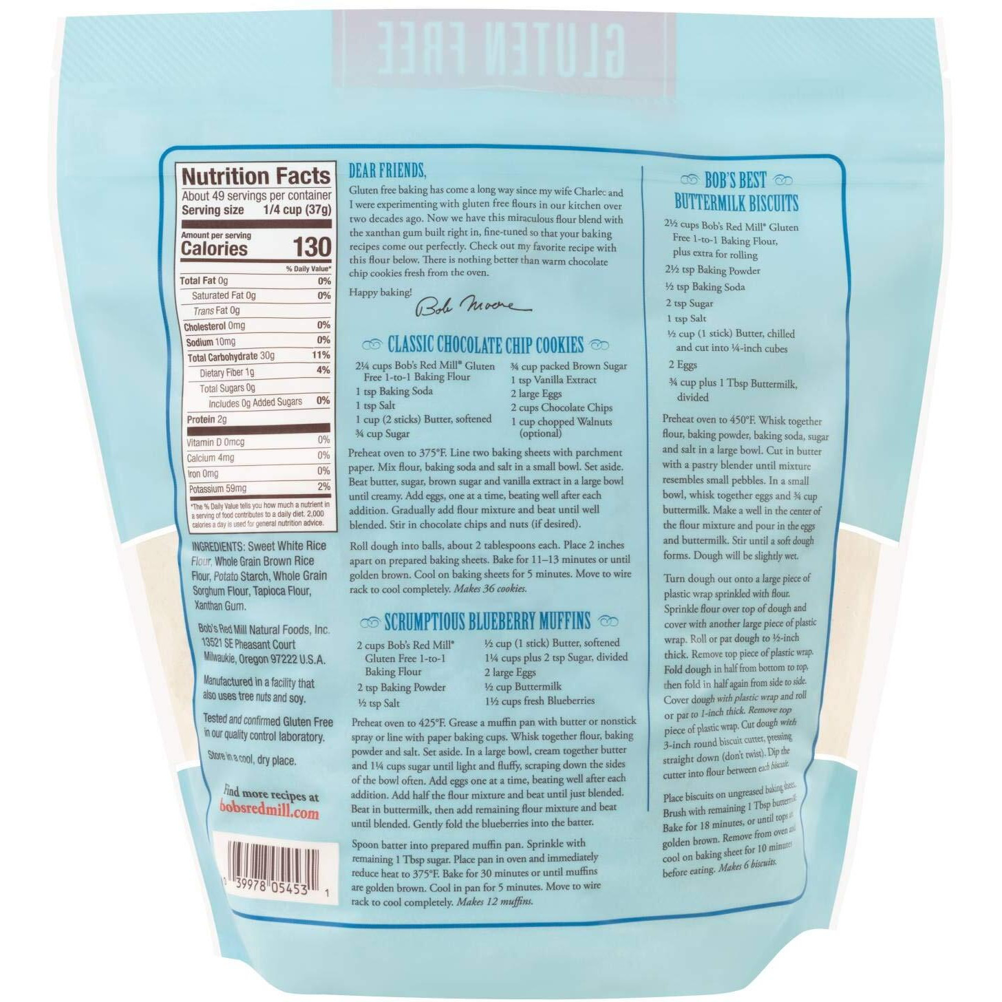 Bob's Red Mill Gluten Free 1 To 1 Baking Flour, 64Oz (Pack Of 1) - Non Gmo, Vegan, Kosher